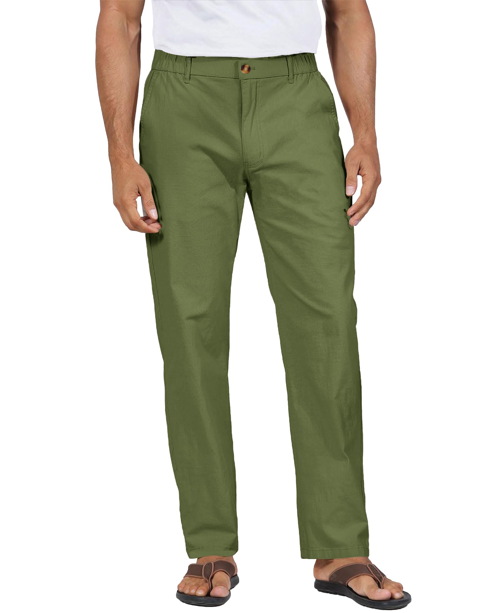 YAOHUOLE Pantalon Lin Homme Pantalon en Lin Homme Grande Taille Men Casual Yoga Pants