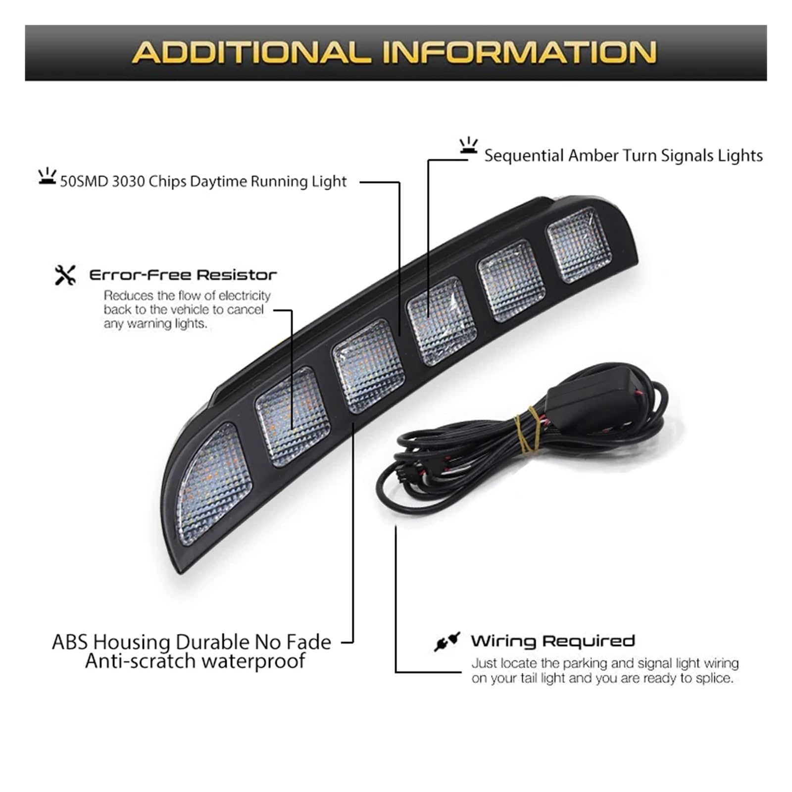 Clignotant Latéraux pour Ford pour Explorer 2016-2017 Feux De Jour À LED Blancs Au Xénon Ensemble De Clignotants Séquentiels Ambrés Namic Clignotant De Voiture