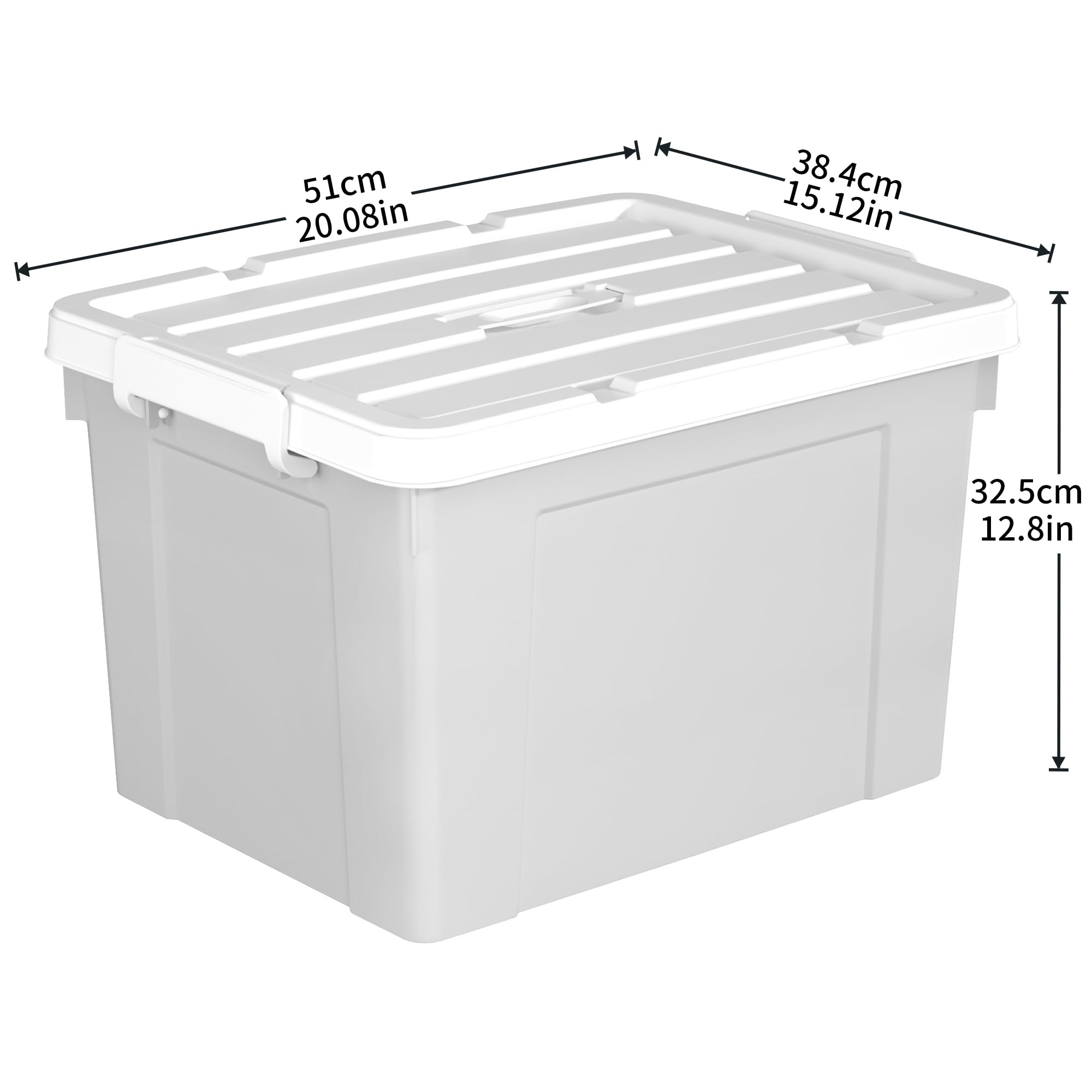 Cetomo 45L*3 Aufbewahrungsboxen, Tragbare Plastikboxen mit Deckeln, Organizer-Behälter mit Griff und Clips, Stapelbar, Ineinander Nestbar, für Zuhause und Büro, Grau, 45L-3er Pack