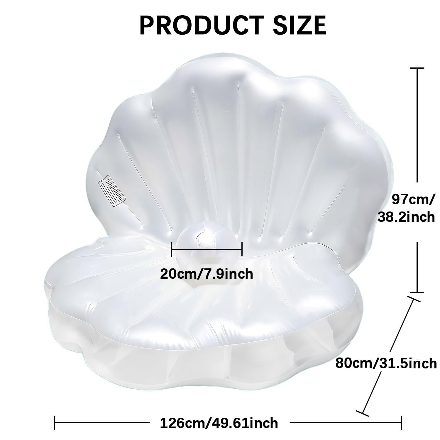 Bemuiz Inflatable Seashell Pool Float, Blow Up Giant Clam Floatie with Pearl Ball, Shell Pool Floating Ride On Raft Chair for Swimming Pool Summer Beach Party for Adults