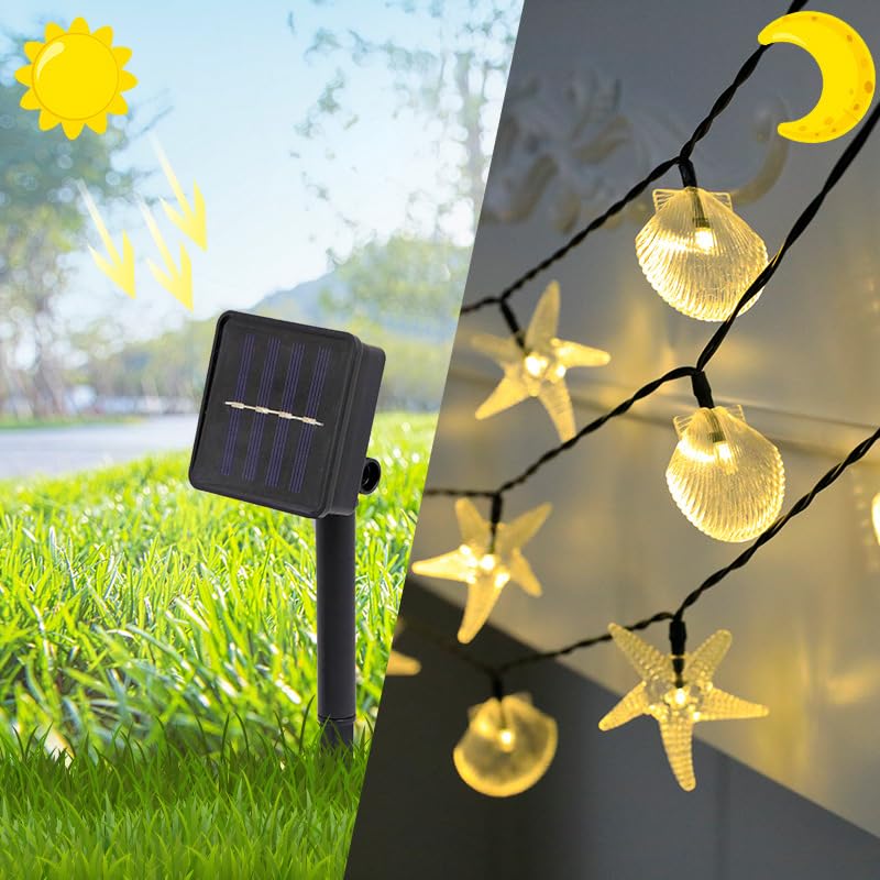 Solarna lampa ogrodowa muszla LED rozgwiazda łańcuch światła na zewnątrz łańcuch bożonarodzeniowy lampa kwitnąca festyn impreza dekoracja domu