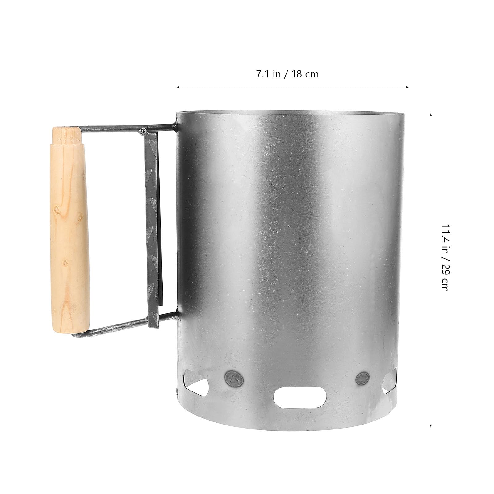 GALPADA Cubo para Encender Carbón de Hierro Mango de Madera para Barbacoas y Exterior, Herramienta Rápida y Segura para Encender Carbón de Forma Uniforme