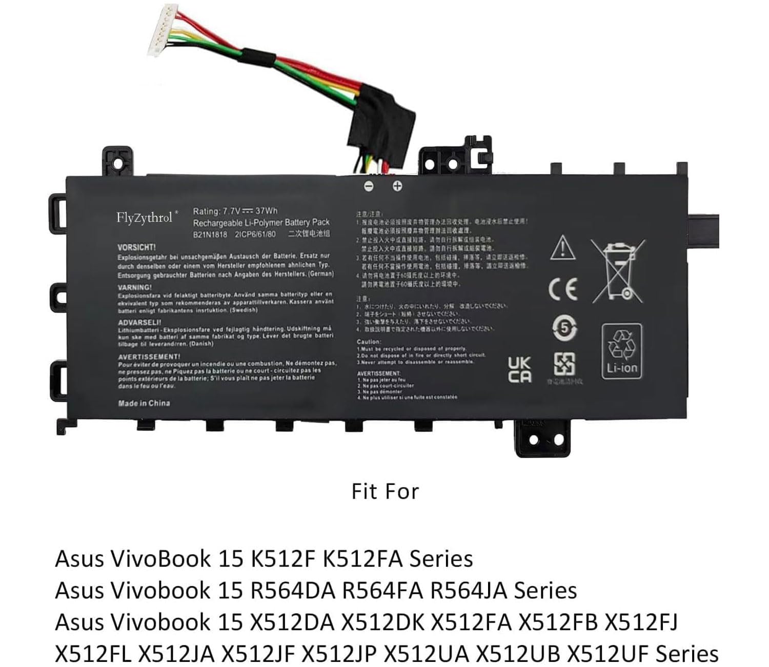 37Wh C21N1818-1 Batteria compatibile con Asus VivoBook 15 F512FA F512FB F512FJ F512FL F512UA F512DA F512JA F512DA X512D X512DA X512J X512JA X512FA X512FB X512FB X512FJ X512FL 2ICP7/54/83