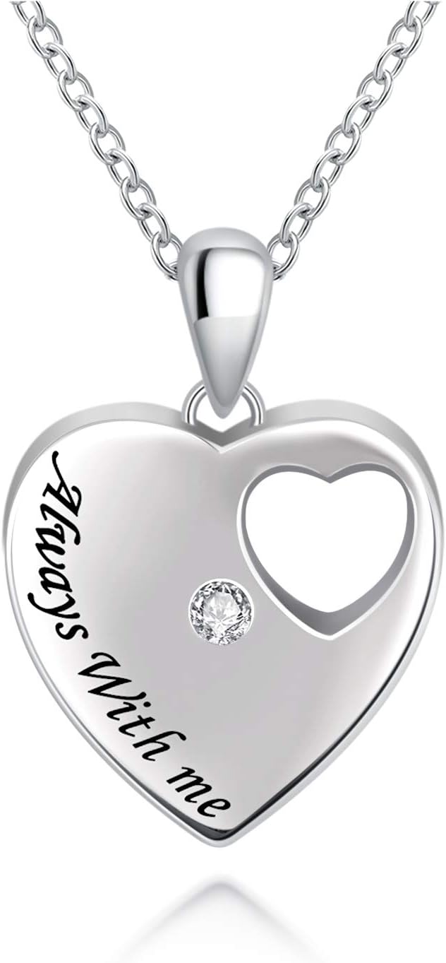 925 Sterling Silver Urn Necklace for Ashes for Women Keepsake Memorial Heart Cremation Jewelry for Ashes