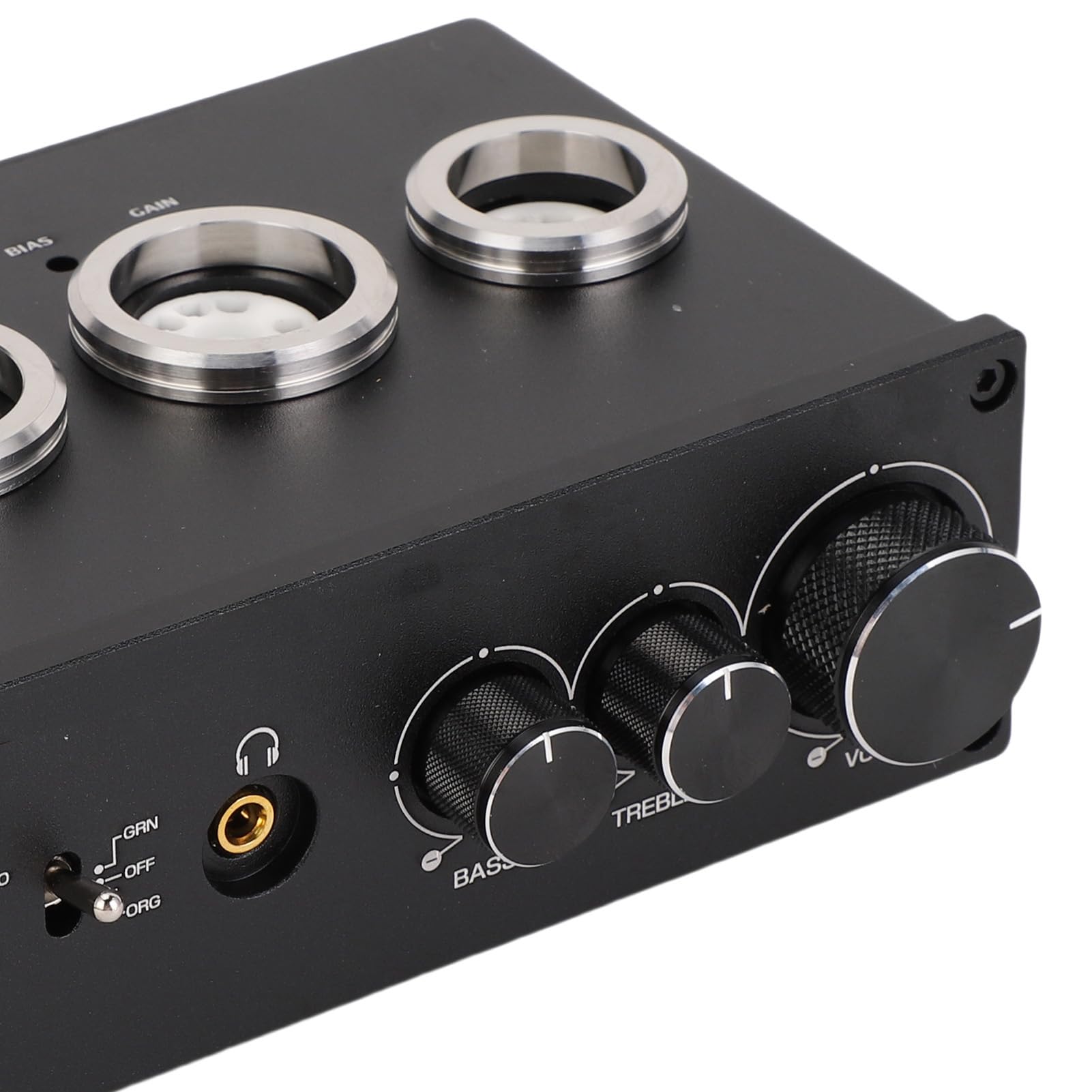 Preamplificatore Fono con Tubi 6E2 6A2, Retroilluminazione Verde Arancione Regolabile, Controllo dei Bassi Acuti, Jack per Cuffie da 3,5 Mm, Presa per Tubo Collegabile per (Spina UE 100‑240