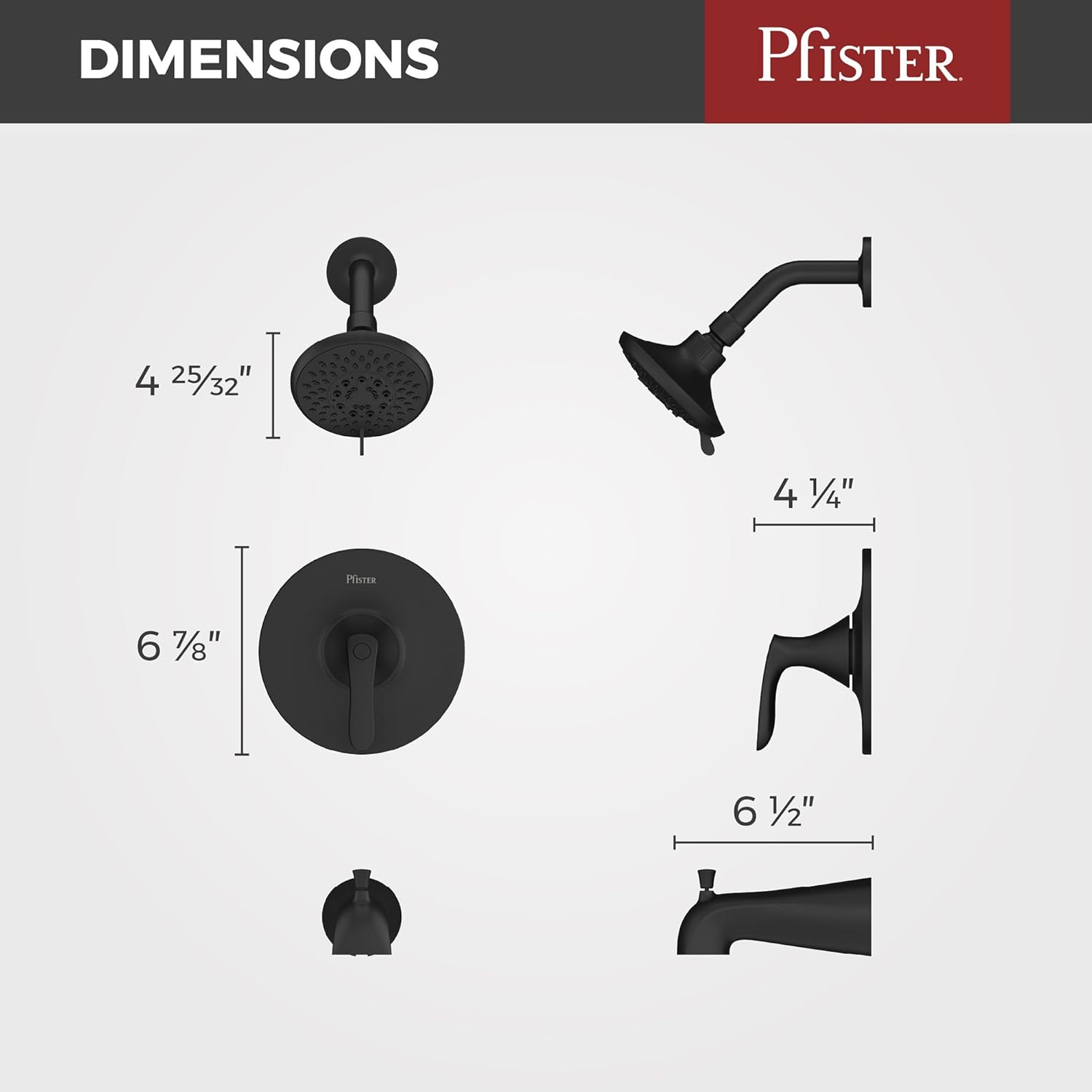 Pfister Weller Tub and Shower Trim Kit Single Handle Matte Black Shower Faucet Set with Multi-Function Shower Head and QuickConnect Tub Spout Installation LG898WRB