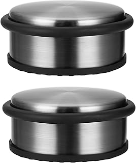Sumnacon 2Pcs Heavy Duty Door Stoppers No Drill, Sturdy Stainless Steel Floor Door Stops with Anti-Skid Rubber - Decorative Metal Doorstops for Home Office Commercial Industrial, Silver