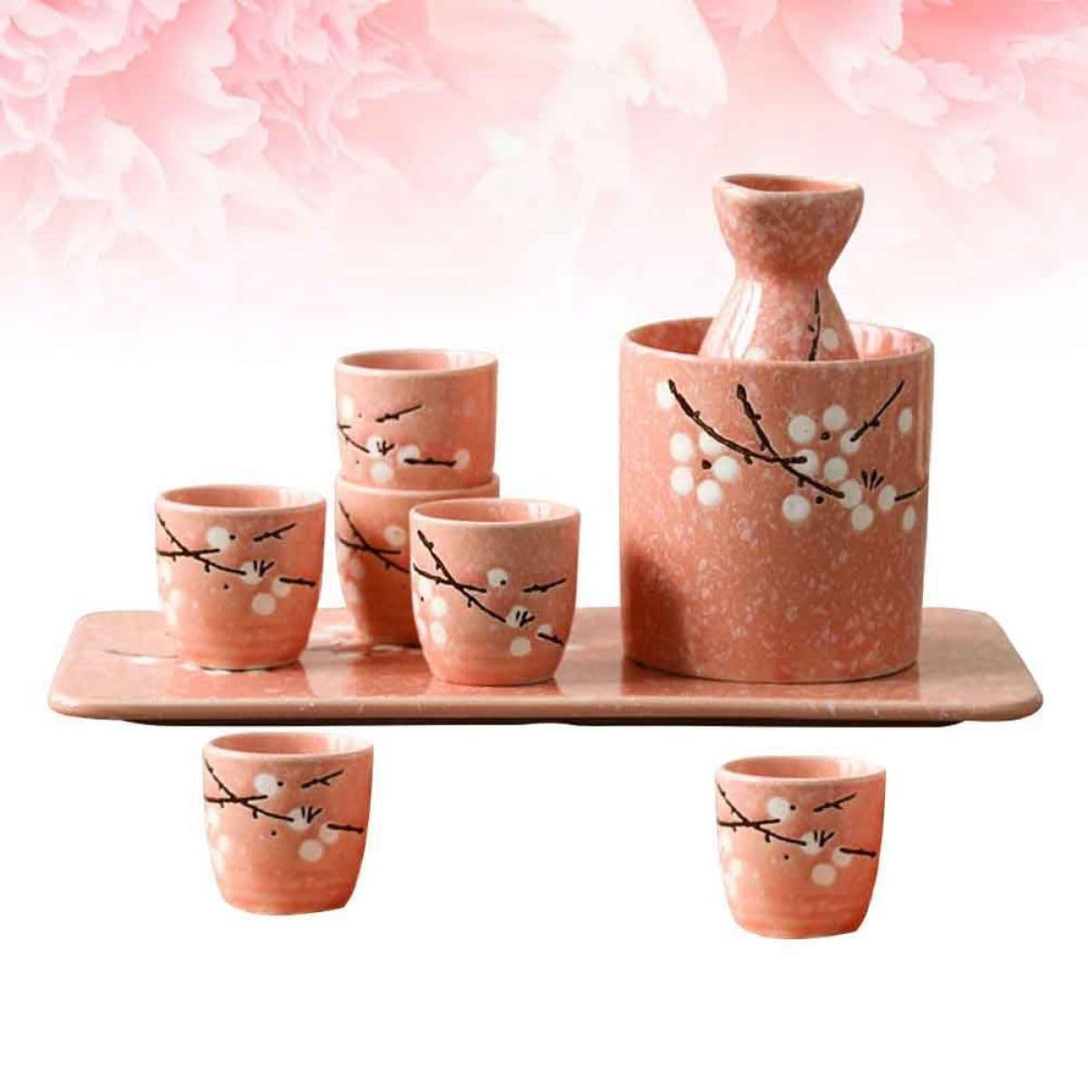 SHINEOFI Ensemble de Tasses à Saké Design Chic et Sûr en Céramique Pot Chaud Rose pour Bar et Culture Japonaise Saké