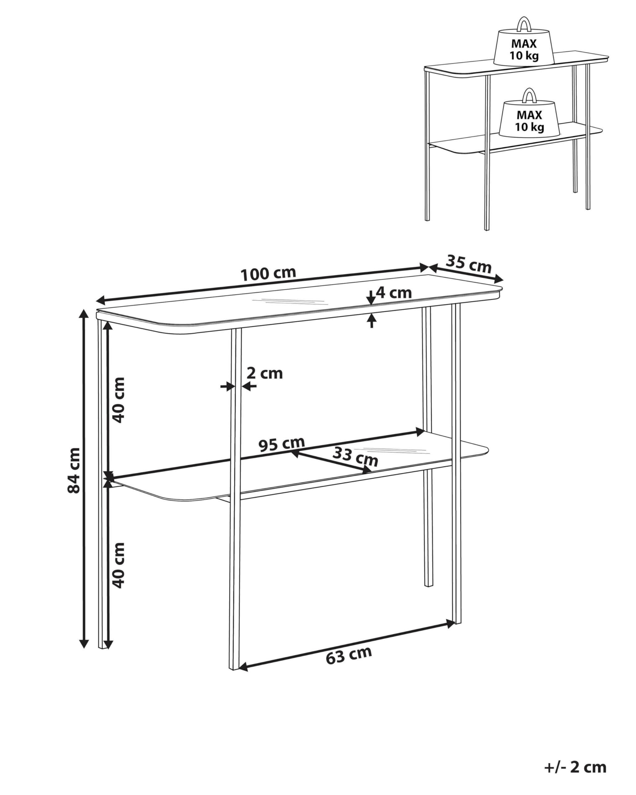 Beliani Table Console en Verre Effet Marbre Blanc Pieds Métalliques Dorés Glam Calvert