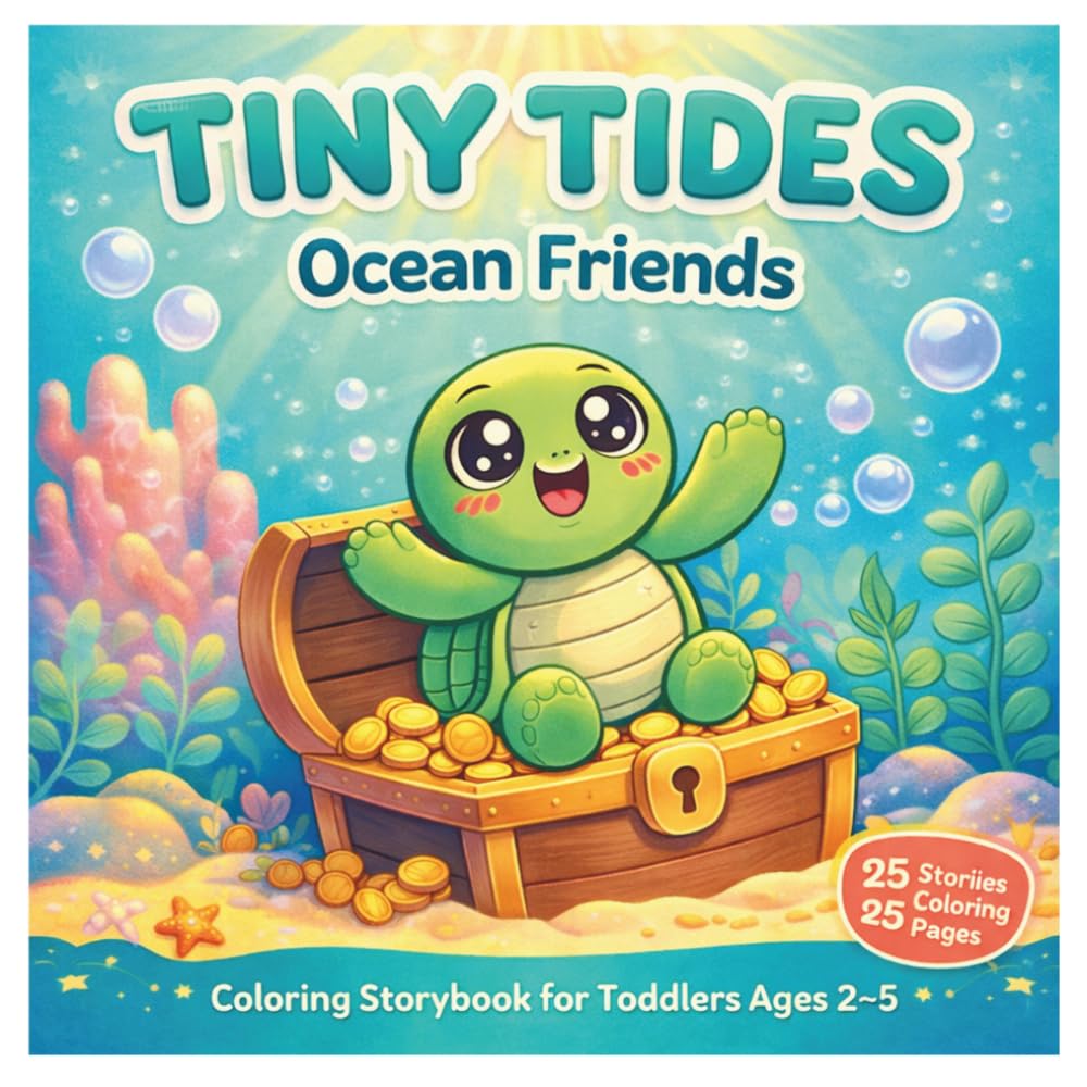 Tiny Tides Ocean Friends: Coloring Storybook for Toddlers Ages 2–5