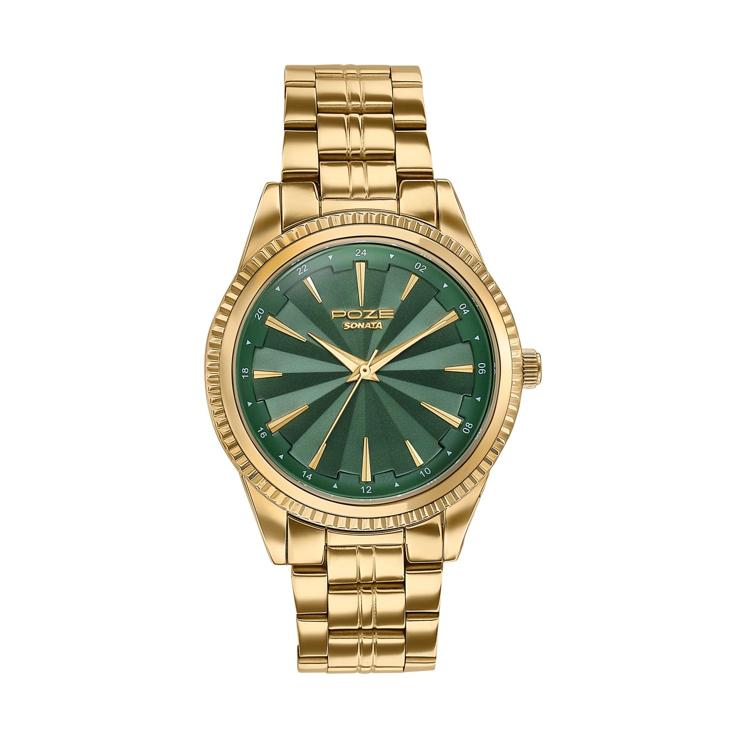 Sonata Poze 7 Green Dial Rose Gold Men's Watch - Image 1