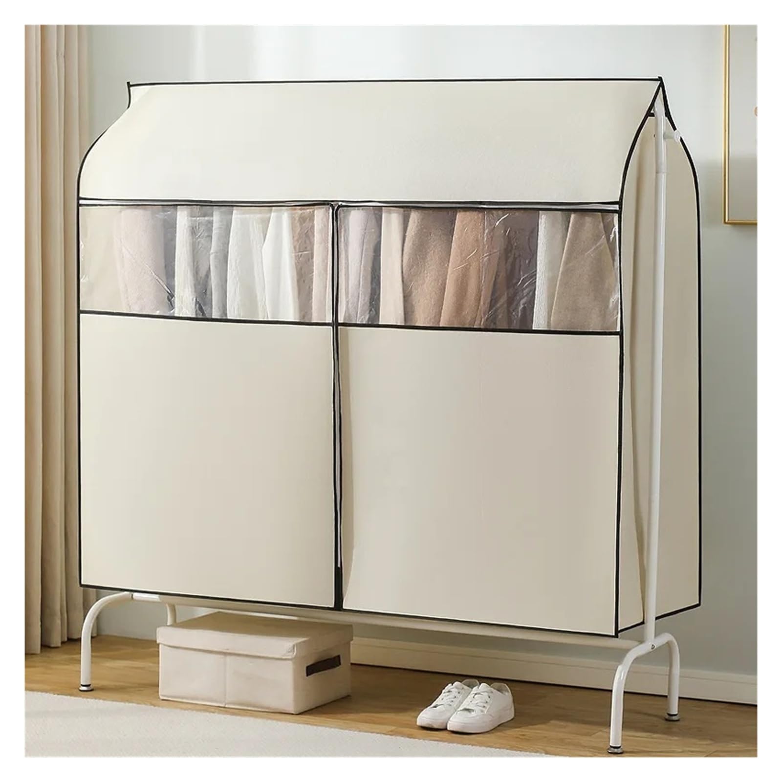 Clothes Rack Cover Non-woven Dustproof Clothes Garment Rack Cover Bags Durable Zipper/Clothing Protector Wardrobe Closet(Color3,3XL(120x50x120CM))