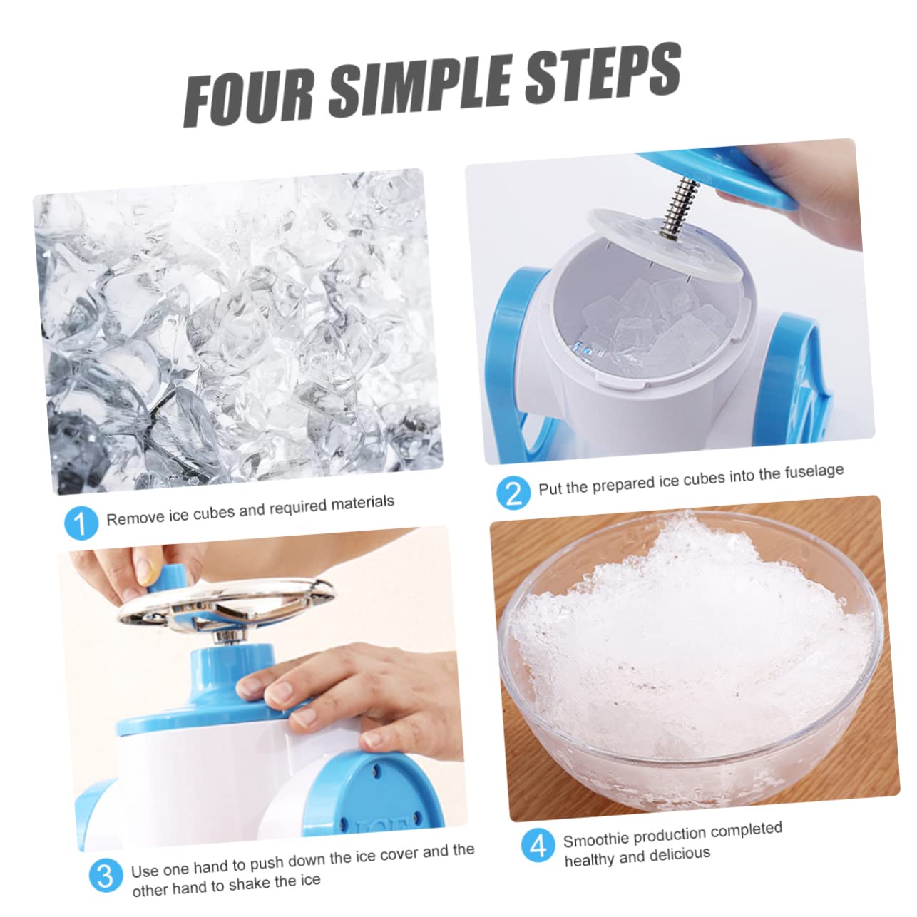 POPETPOP Trituradora De Hielo Manual Máquina Portátil para Hacer Hielo Raspado para Conos De Nieve y Granizados Diseño Desmontable Azul