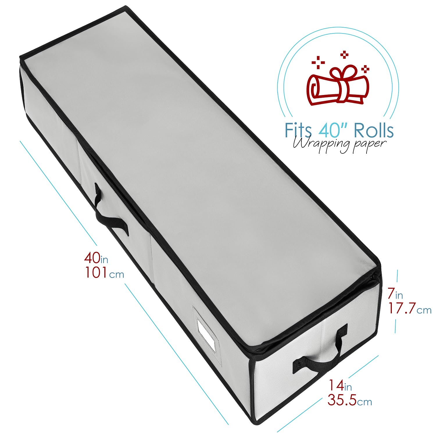 Hearth & Harbor Geschenkpapier-Aufbewahrungsbehälter, Weihnachts-Aufbewahrungstasche mit Bandspender und Innentaschen, für Geschenkpapier-Organizer, passend für bis zu 26 Rollen à 101,6 cm Länge