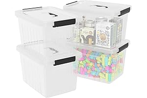 snslxh 18 Qt Stackable Clear Plastic Storage Bins, 4 Pack
