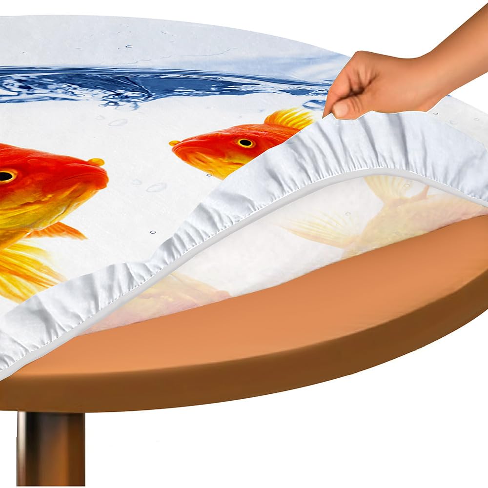 Nappe Ronde Avec Bord Élastique 130cm Vert - Nappe De Table Anti-Taches Essuyable Pour Intérieur Et Extérieur
