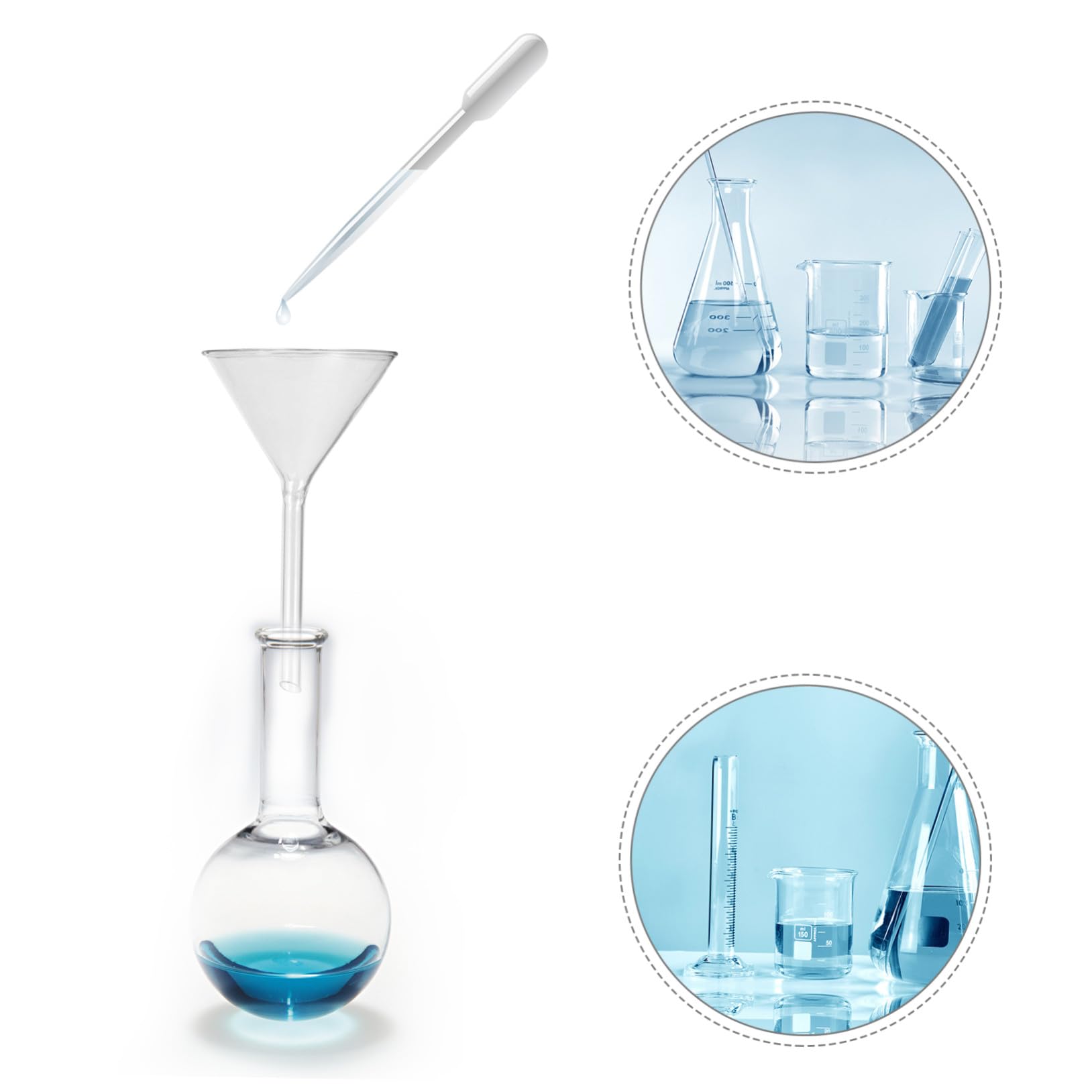 Imbuto in Vetro a Tubo Breve per Laboratorio, Resistente Agli Shock Termici, Riutilizzabile, 4 Pezzi per Trasferimento Preciso di Essenze ed Estratti in Piccole Bottiglie