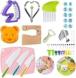 Kindermesser und Brotausstechformen Kinder Set 43-teiliges, Ausstecher Brot und Gemüse Kinder , Kindermesser zum Schneiden für Kuchen, Keks, Obst, Sandwich, Gemüseschneider Set…