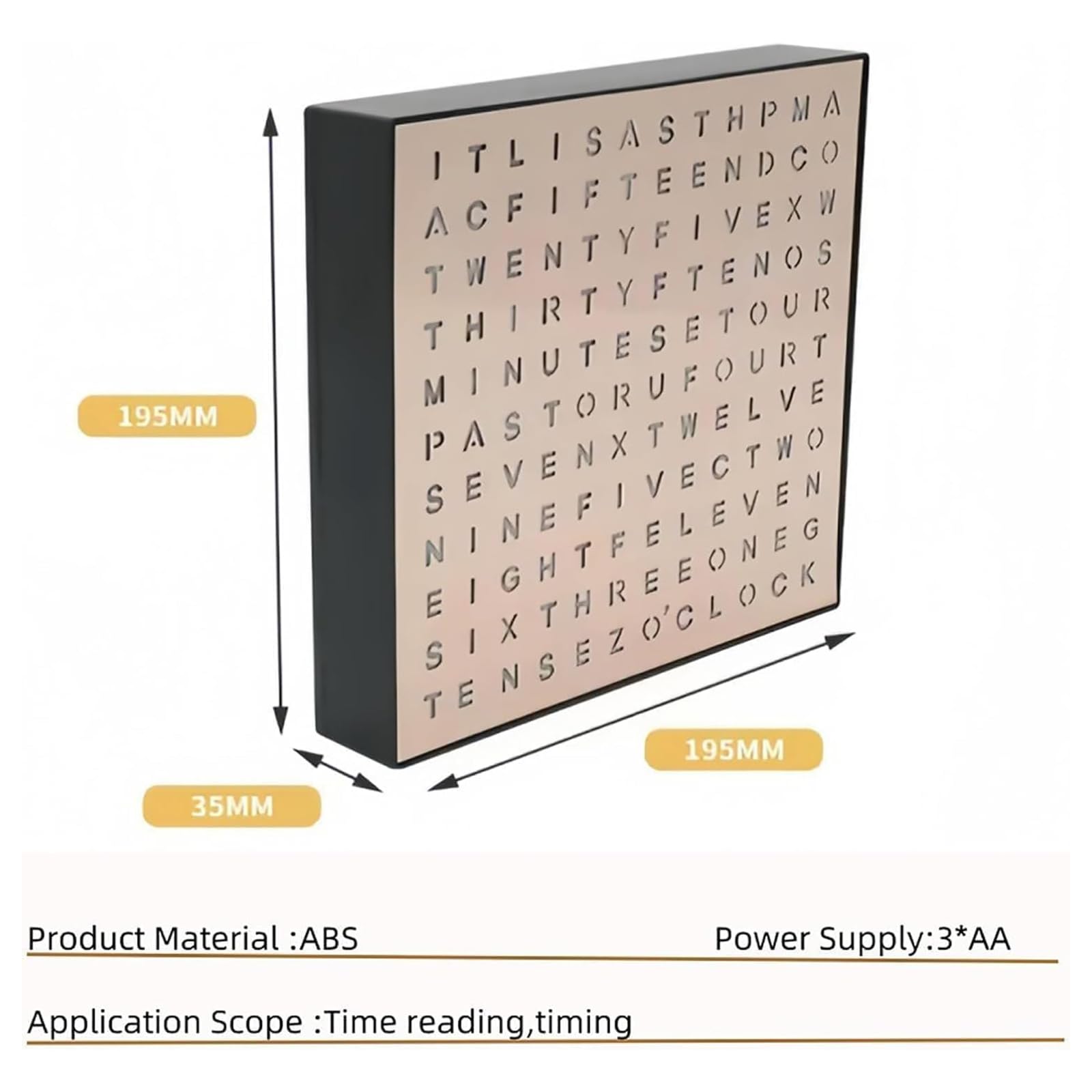 LED Éclairage Électronique Horloge De Mot, 7,75 "Accent Électronique Mur Et Horloge De Bureau, Câble d'alimentation USB, Décor Contemporain De La Maison Et du Bureau, Installation Facile