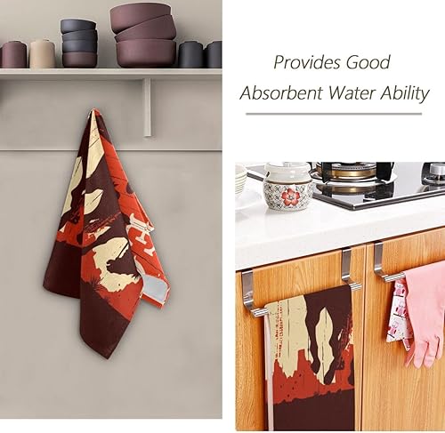 Miniatura 7 de Juego de 2 toallas de mano de caballo vaquero para baño, juego de 2 toallas de baño pequeñas con estampado de letrero de madera vintage, juego de