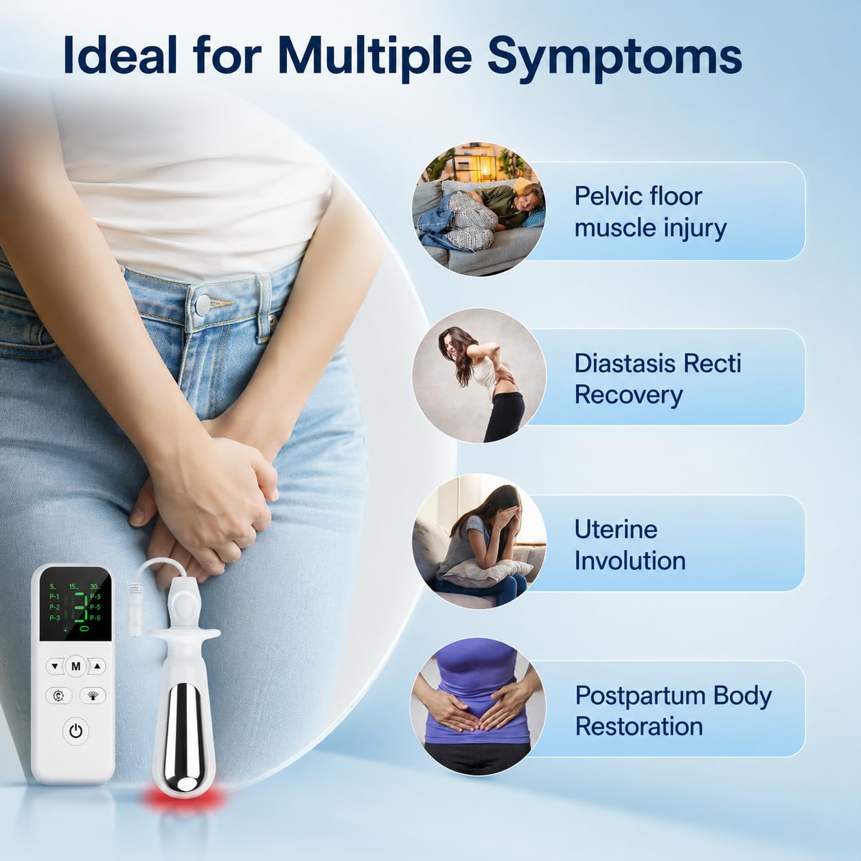 Tonico per pavimento pelvico da donna con SME, terapia della luce rossa e vibrazione, ricaricabile, per il controllo della vescica, per alleviare l'incontinenza e rafforzare i muscoli profondi
