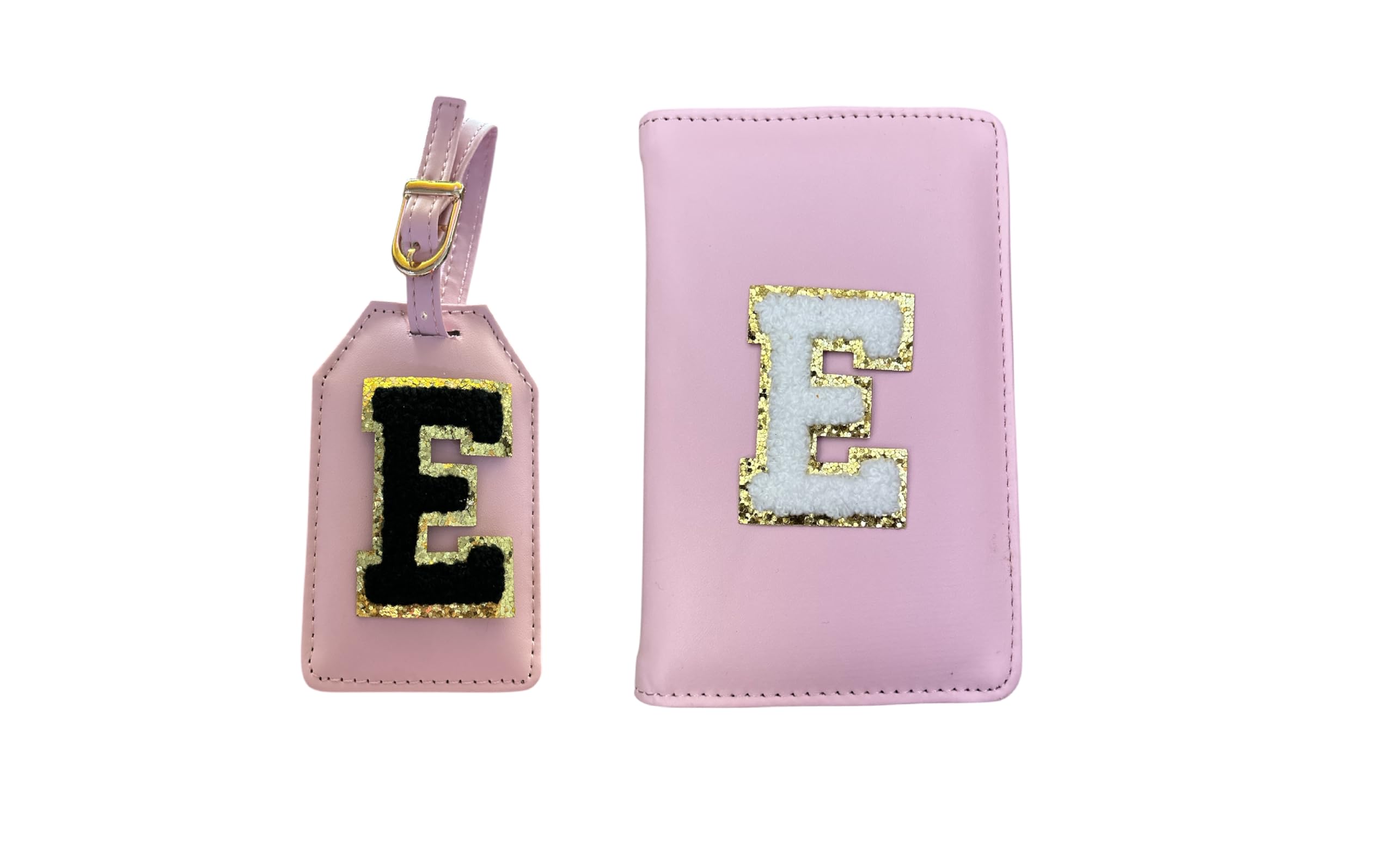 M.F.H Pink Passport Cover and Pink Luggage Tag | Travel Accessories Organizer with Name Initials- Random Colour | for Men & Women | Vegan Leather Passport Holder and Luggage TAG Initial Letter (E)-image-41