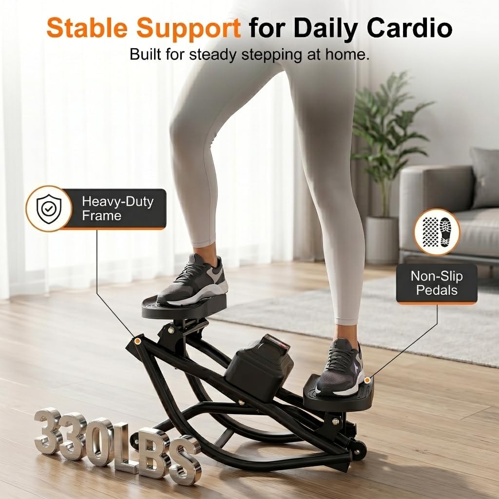 Rocking Stepper Side to Side for Exercise at Home, Low-Impact Rock Stepper Machine with Resistance Bands & Digital Display, Anti-Slip Pedals, Full Body Home Workout, 330 LBS Capacity