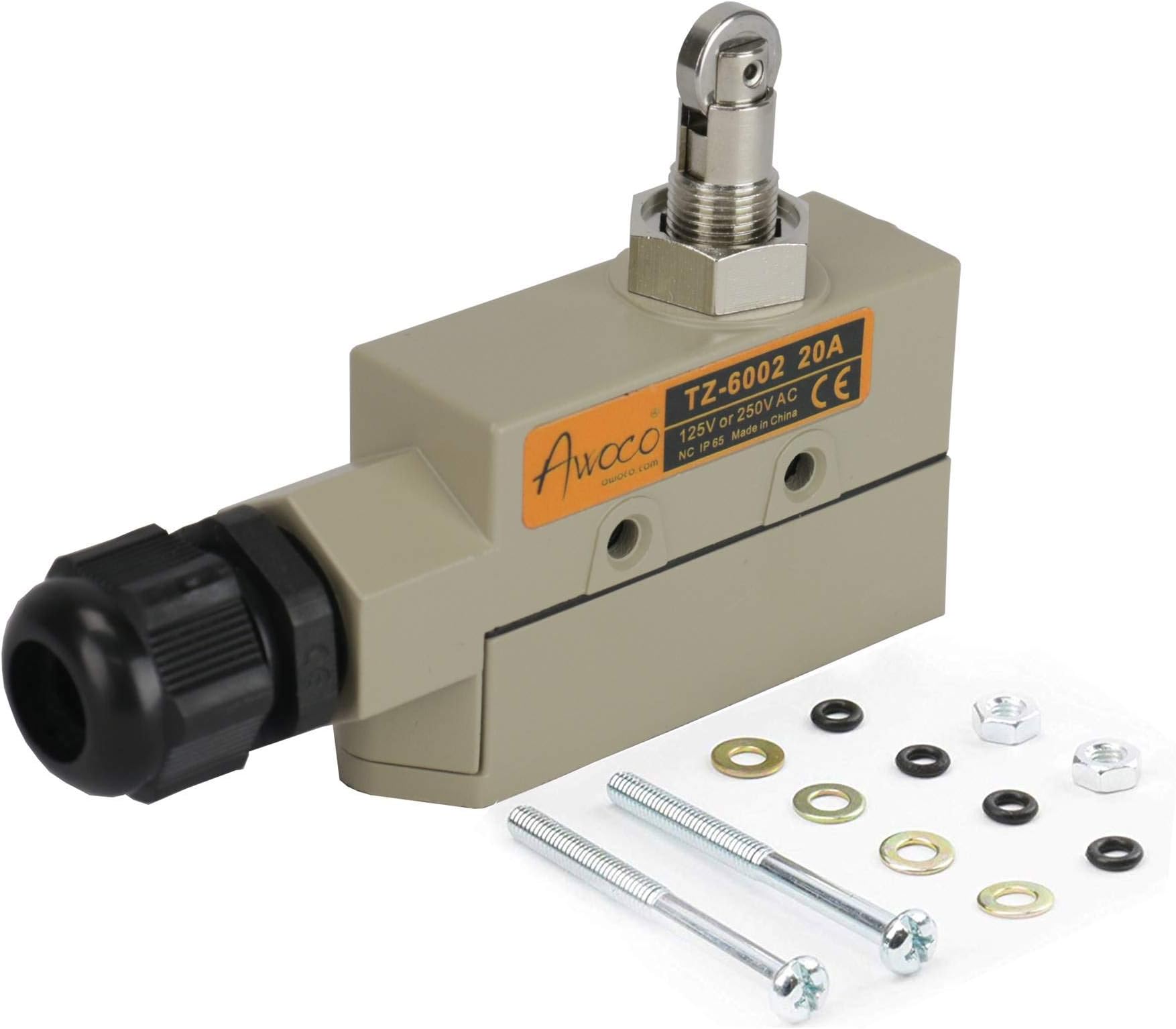 Sponsored Ad - Awoco Heavy Duty Commercial Door Micro Switch with Parallel Roller Plunger for Sliding Doors/Windows for Air Curtains, 250V 20A IP 65 Limit Switch Type NO and Type NC (TZ-6002-20A)
