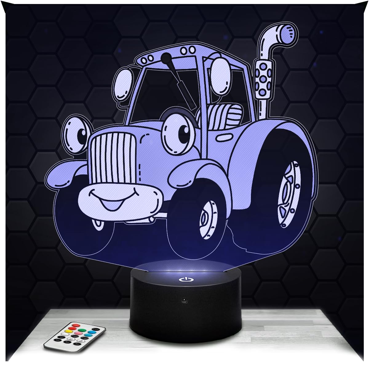 Lampephoto.fr - 3D Tractor Lamp Child Agriculture Farmer Weight, Touch LED Night Light, 3D Hologram Effect, Christmas Birthday Gift Idea for Men, Bedroom Decoration Object