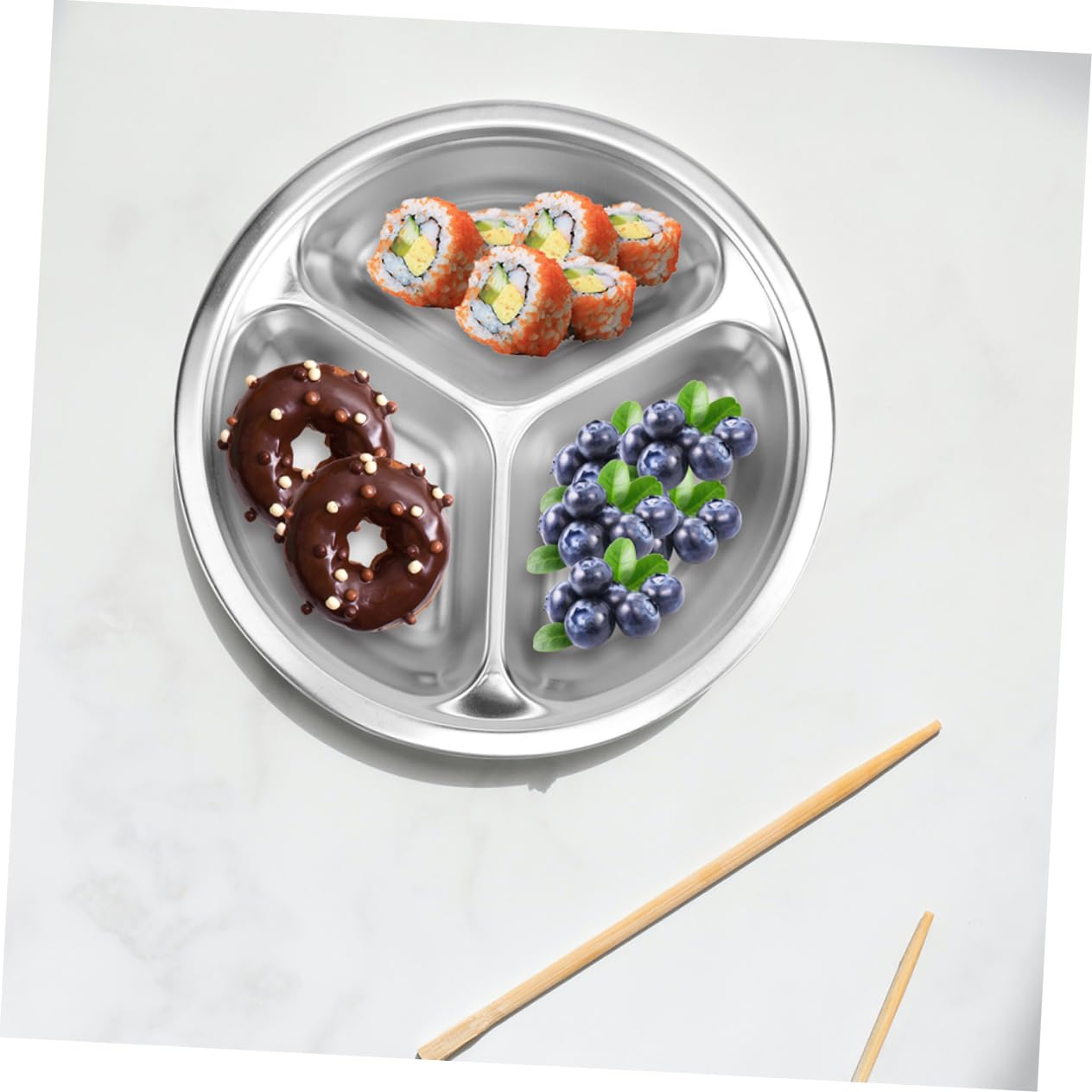 UTHCLO Stainless Steel Baby Plates 2-piece Metal Lunch Tray Compartmentalized School Lunch Trays Rectangular for Home Restaurant Hotel