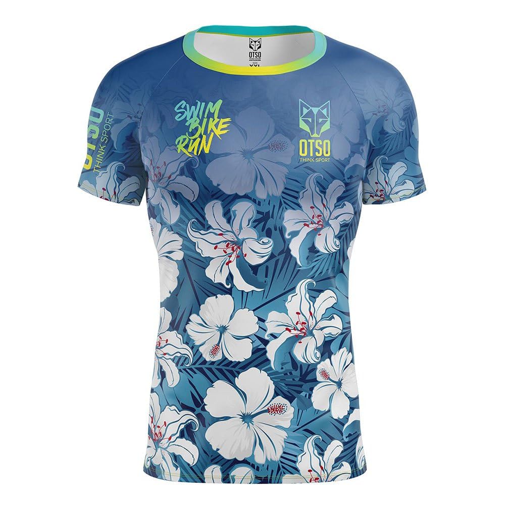 OTSO THINK SPORT Camiseta Running Hombre Swim Bike Run Flower