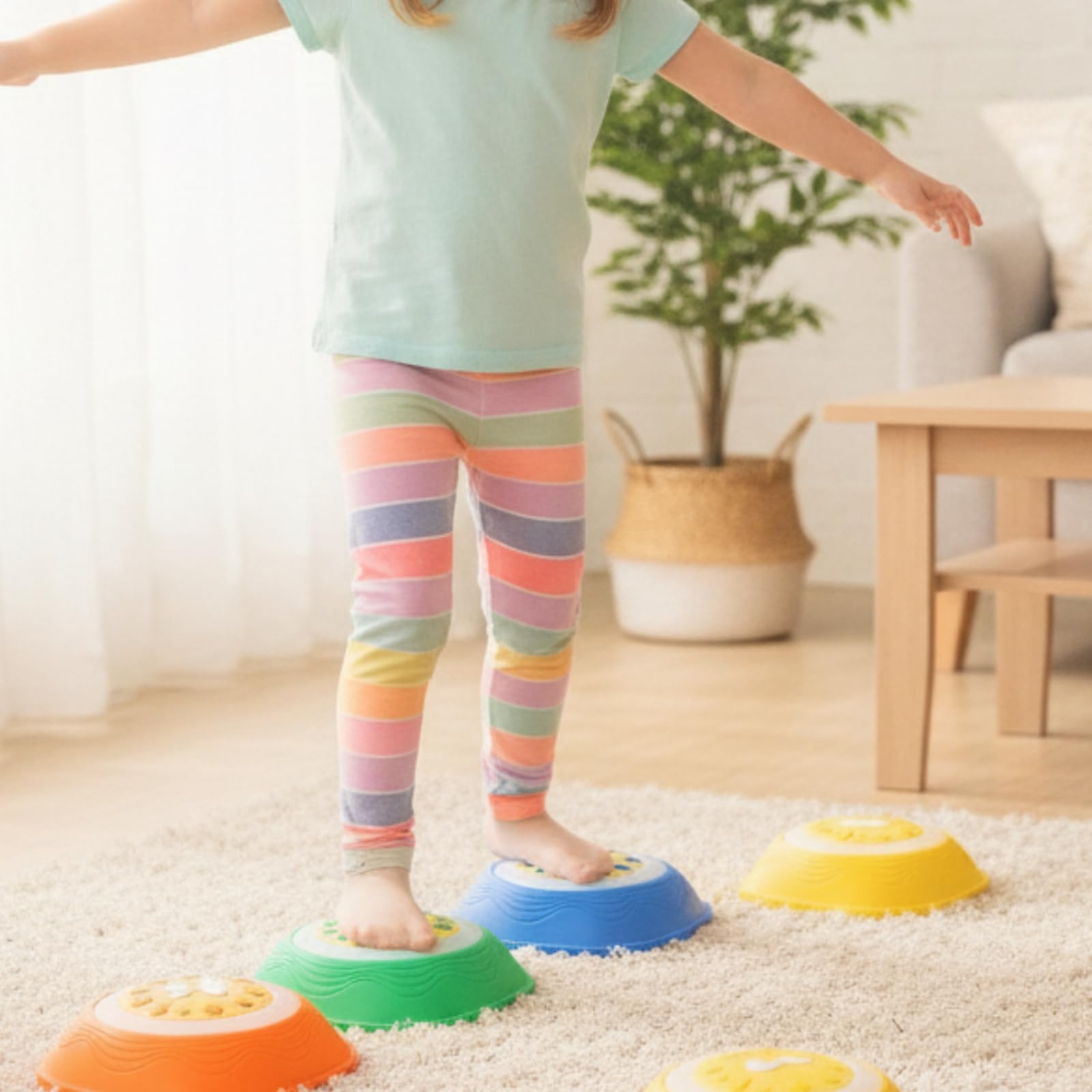 5 Piezas Piedra Paso Infantil Antislizante Piedras Luminosas Psicomotriz Juguete para Niños, Educadores, Guarría