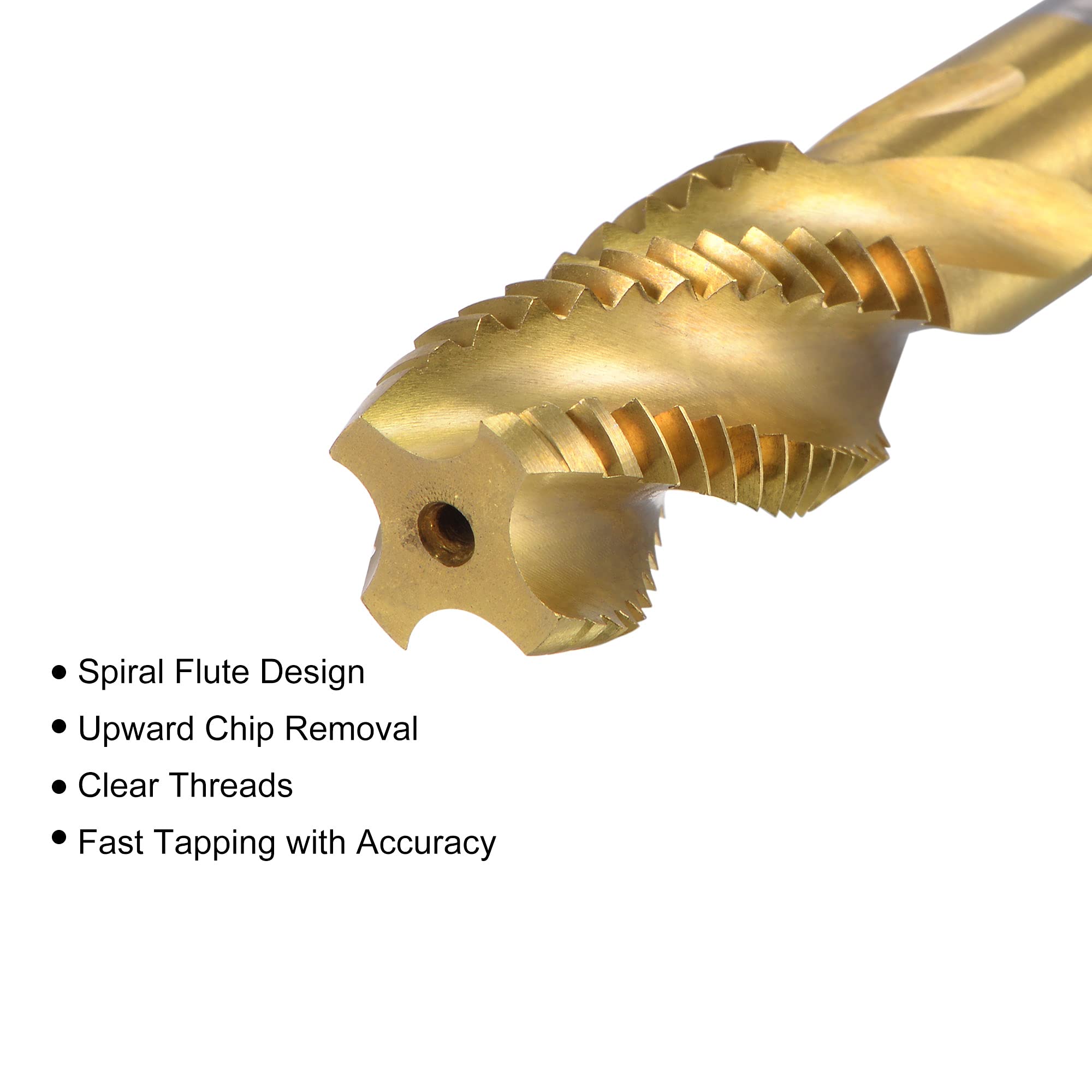 sourcing map Espiral Flauta Roscar Macho M16 X 2, Métrico HSS (Alta Velocidad Acero) Titanio Chapado Máquina Rosca Roscar Macho 4 Flautas Toque Herramienta H2 Tolerancia