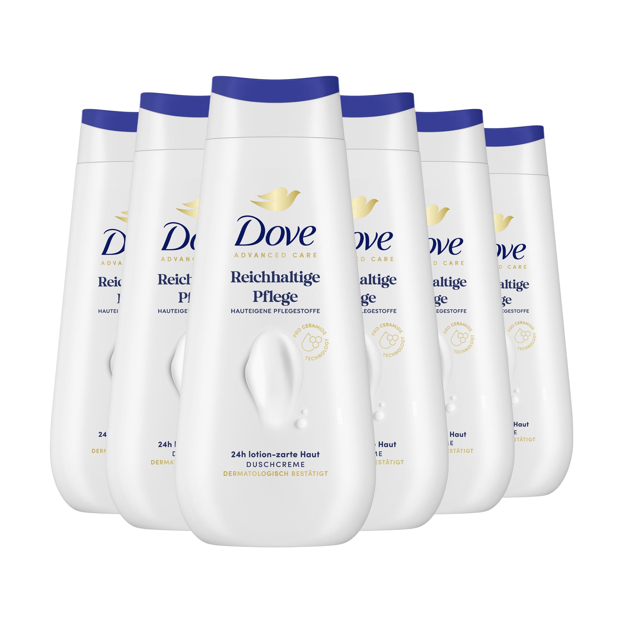 Dove Advanced Care Duschcreme Reichhaltige Pflege für 24 Stunden lotion-zarte Haut direkt aus der Dusche mit Pro-Ceramide Technology 225 ml