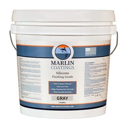 Parche de techo 100% de silicona, evita y repara fugas, impermeabilización completa, fácil aplicación de paleta o cepillo, (12 galón, gris)