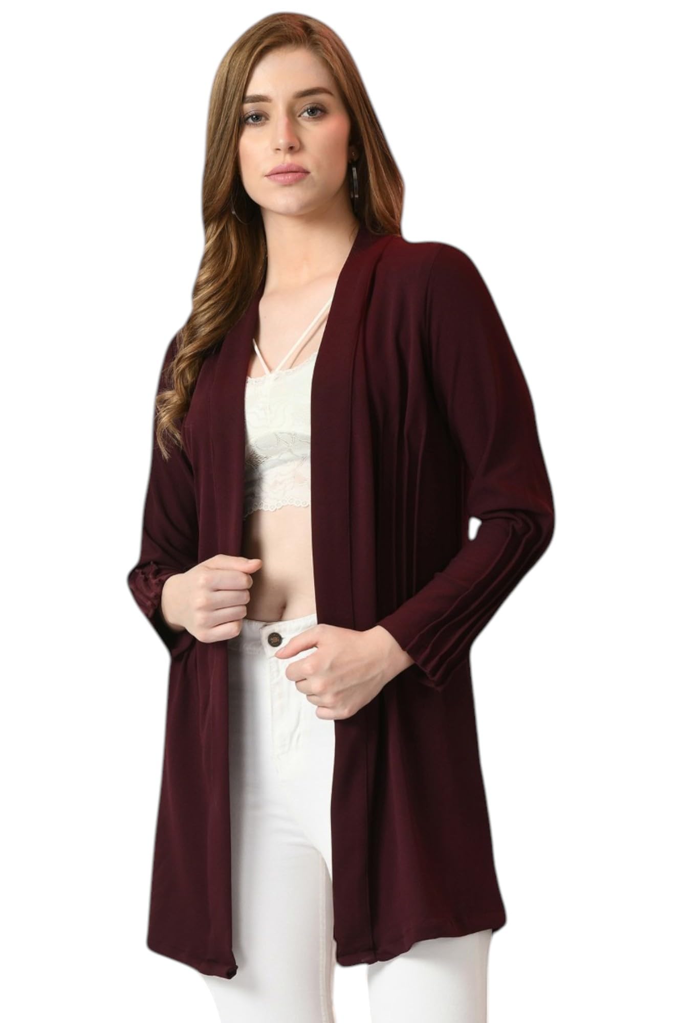 Trendy Solid Black Long Shrug for Women