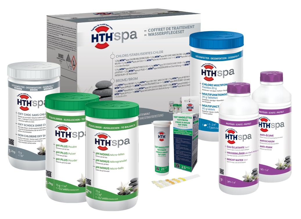 HTH Spa Kit Chlor, Chlor Anfängerset für den Whirlpool, Komplettpflege für den Whirlpool
