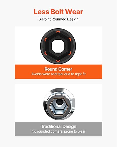 Miniatura 5 de VEVOR Juego de enchufes de impacto, 43 piezas de 12 pulgada, juego de enchufes de 12 pulgada, surtido de enchufes estándar de alto par con 4 barras