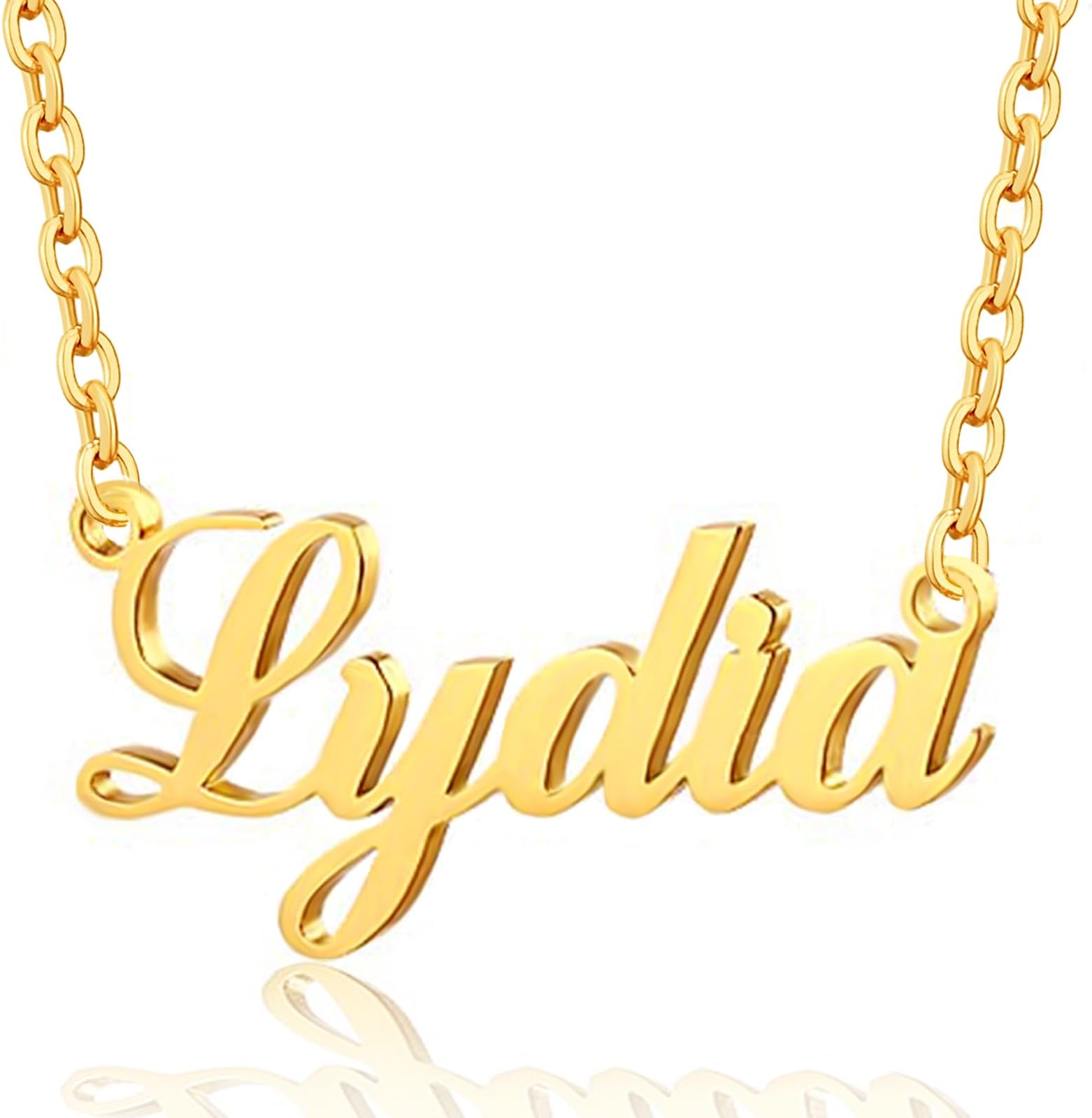 YESTIMECustom Name Necklace Personalized - 18K Gold Plated Customized Name Plate Necklaces Gifts for Women Girls
