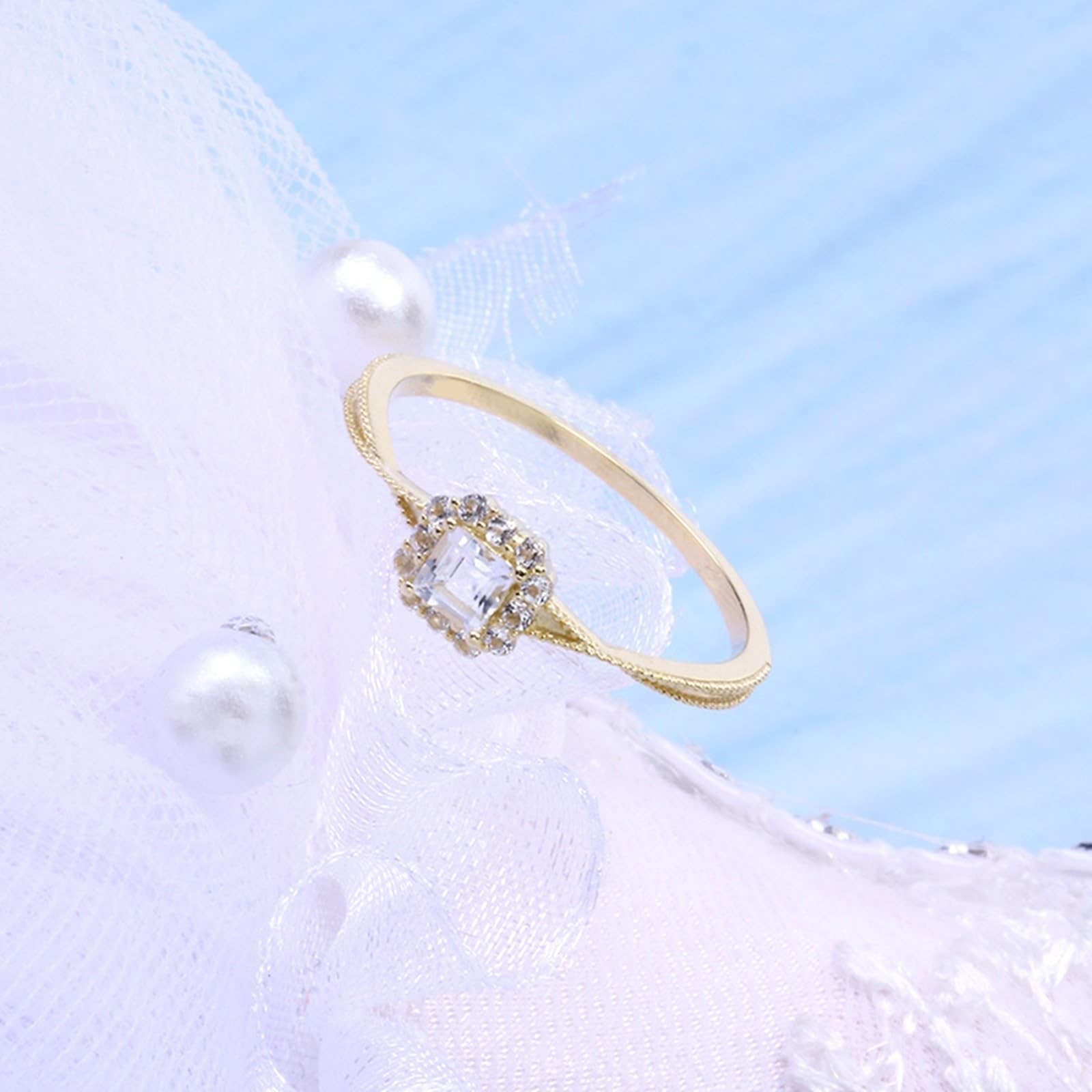 Anillos de la amistad de oro de 9 K/14 K/18 K, diseño cuadrado de filigrana de moissanita