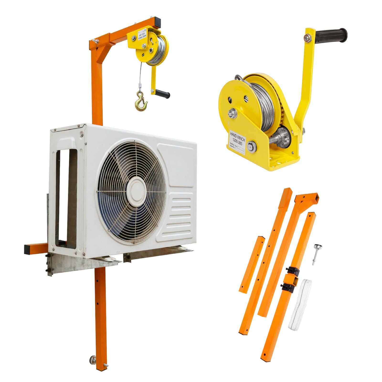 Herramienta de elevación de acero inoxidable para instalación exterior de aire acondicionado, herramienta de elevación con gancho, polea y cuerdas de 15 m