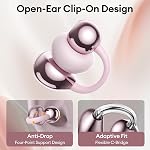 Open Ear Clip-On Earbuds with Touchscreen Case, Wireless Bluetooth Earbuds, Comfortable Open-Ear Headphones, Clear Calls for Workouts, Commute & Travel, M100 Rose Gold