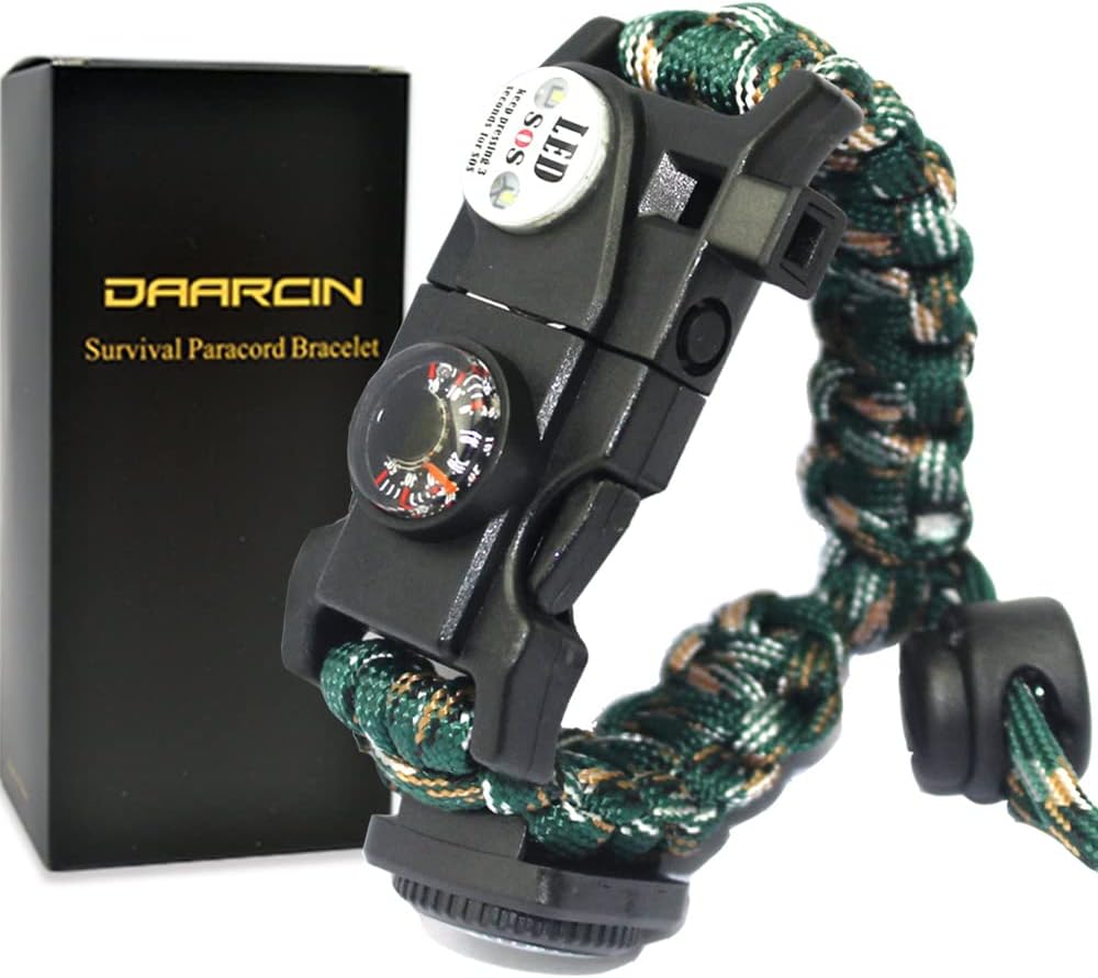 Survival Paracord Bracelet,Fire Starter,Waterproof SOS Light, Compass, Whistle, Adjustable AK87 20 in 1,Outdoor Ultimate Tactical Survival Gear Set,Gift for Kids,Men Survival Paracord Bracelet,Fire Starter,Waterproof SOS Light, Compass, Whistle, Adjustable AK87 20 in 1,Outdoor Ultimate Tactical Survival Gear Set,Gift for Kids,Men