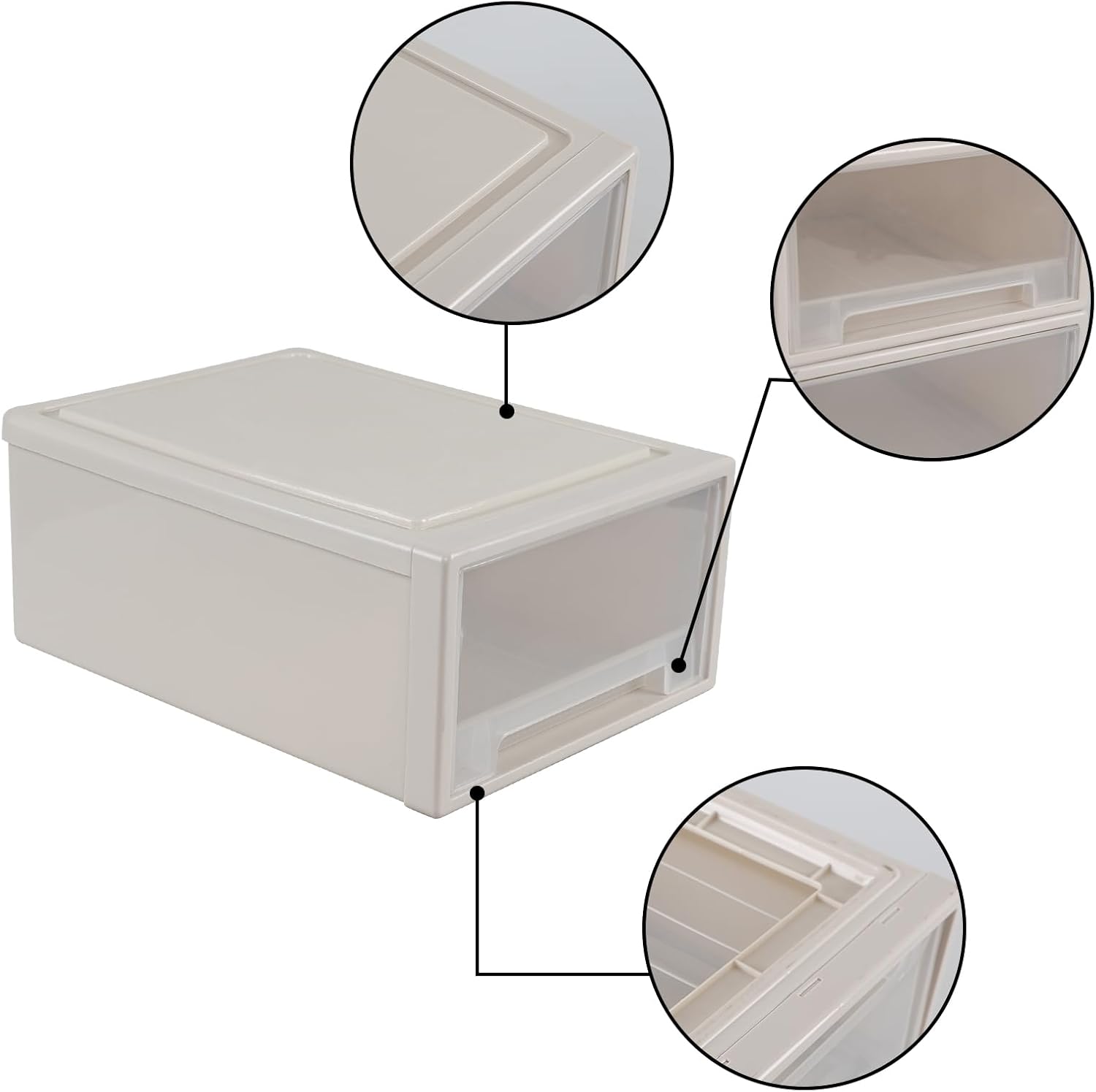 19 Quart Plastic Drawer Storage Stackable, Plastic Compact Stacking Storage Drawer Unit, 3 Packs