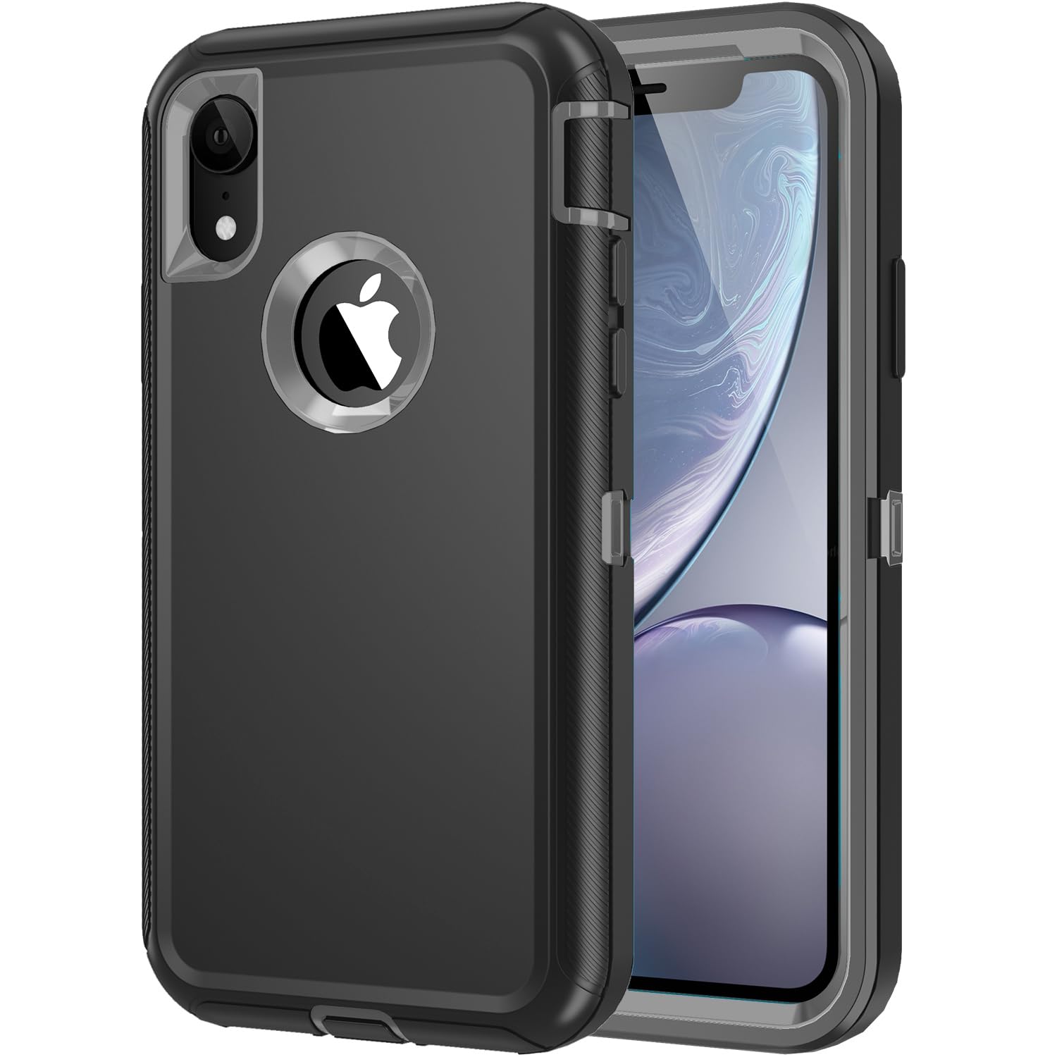 Mieziba for iPhone X/XS Case, Heavy Duty Shockproof Dust/Drop Proof 3 Layers Full Body Protection Rugged Cover Case for iPhone X/XS 5.8 inch,Black