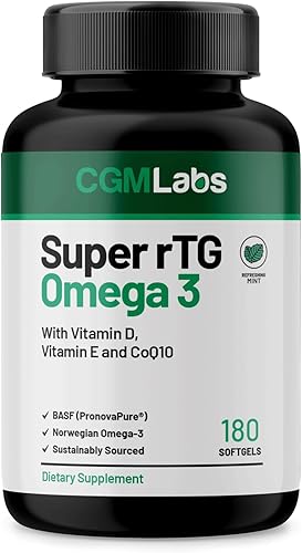 Miniatura 1 de rTG Omega 3 Aceite de pescado noruego con CoQ10 Suplemento dietético - Salud cardíaca y apoyo antioxidante con vitaminas D y E - 2000 mg de origen