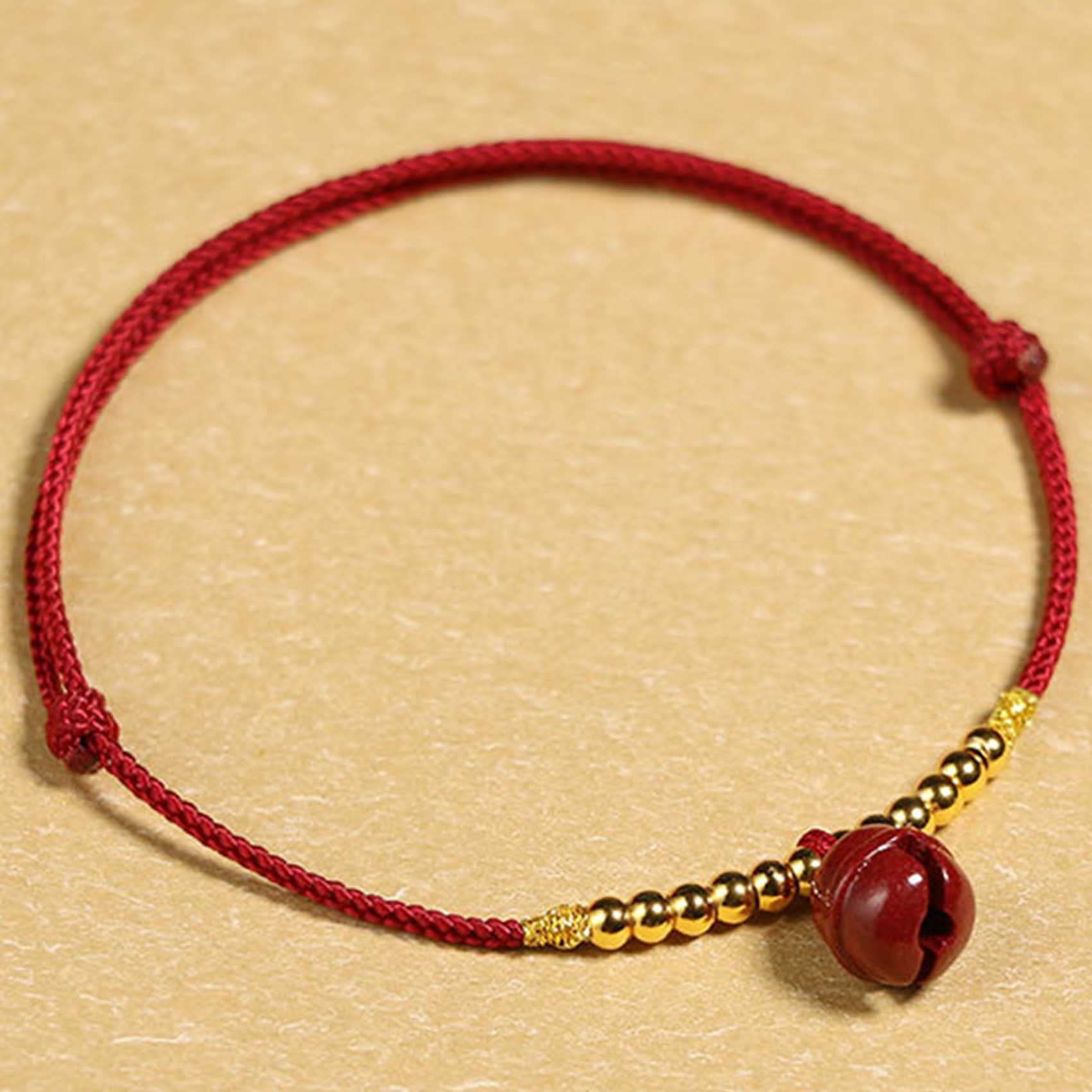 Pulsera Feng, Feng Shui Hilo Rojo Tobillo Cinabrio Campana Colgante Amuleto De La Suerte Cordón Hecho A Mano Pulsera De Pie Joyería De Amuleto De La Fortuna Ajustable Tobillera para Mujer