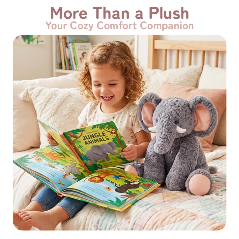 Image of Niuniu Daddy Weighted Stuffed Animal, 14 in 3.5 lbs, Elephant Calming Plush | Heavy sensory lap pad, lying body pillow for sleeping, machine wash, huggable plushies, soothing gift for kids and adults