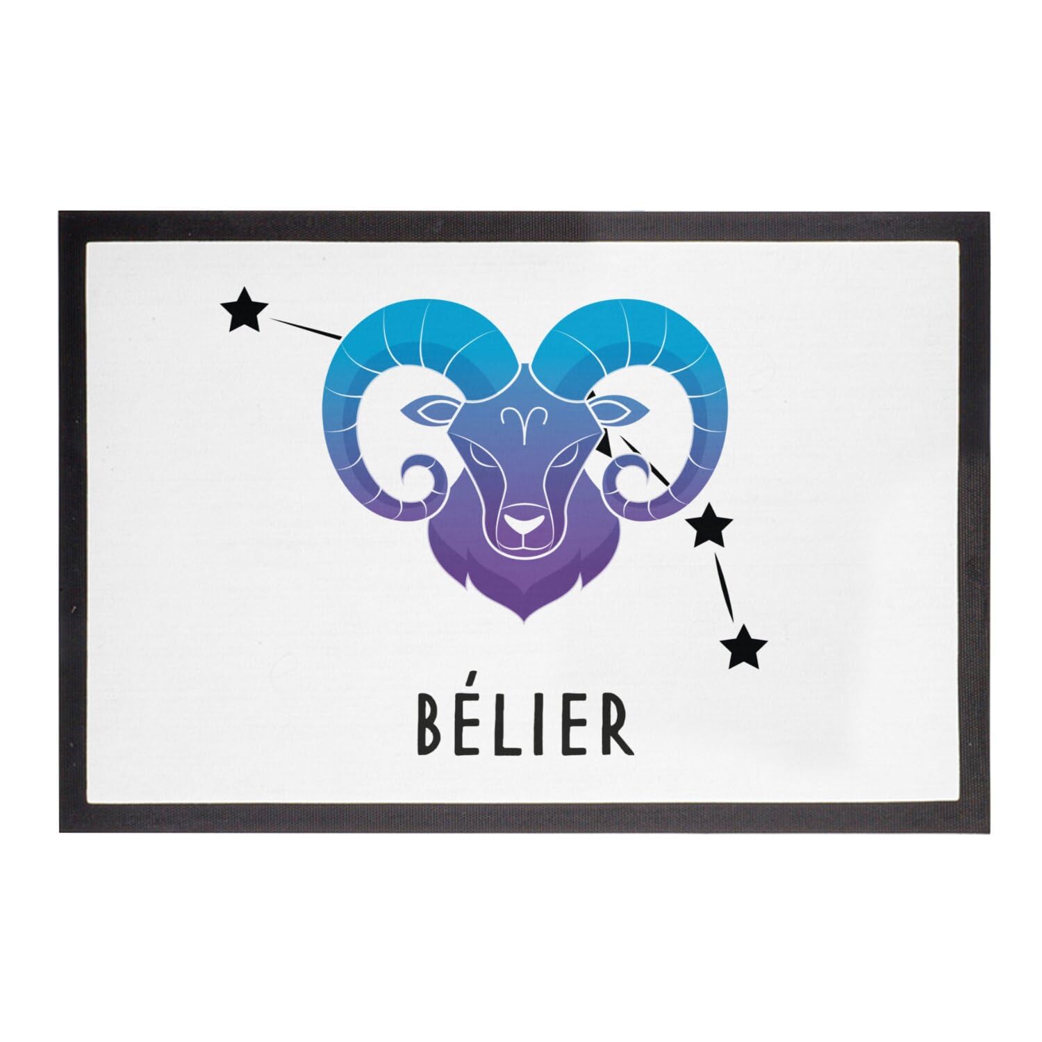Tapis d'entrée Bélier blanc 60x40 - Paillasson astro design céleste unique