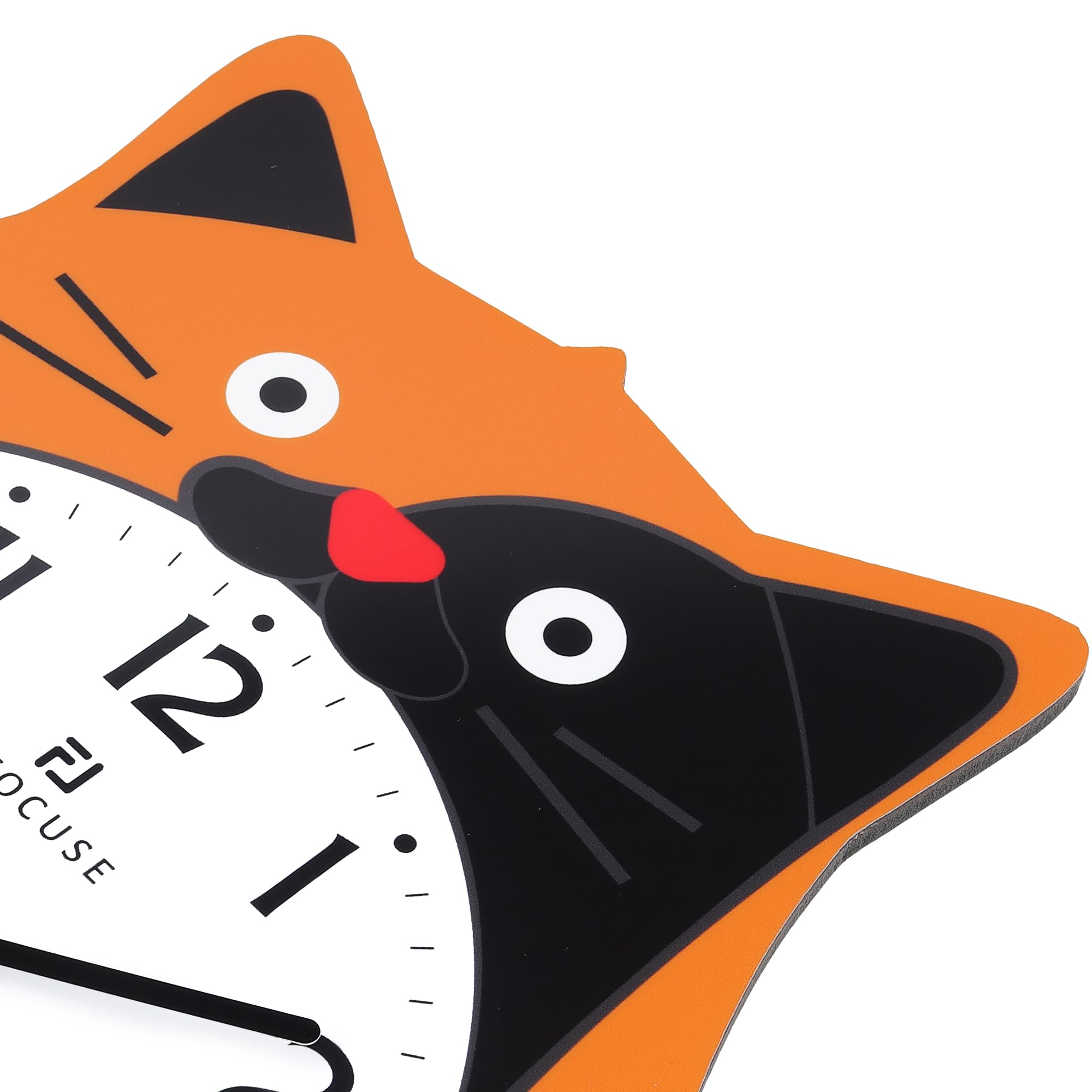 Lafocuse Orologio da Parete Gatto Design Arancione con Pendolo a Coda Mobile, Moderno Orologio da Muro Simpatico Decorativo per Soggiorno Camera da Letto Bambini, 40 x 23.5cm